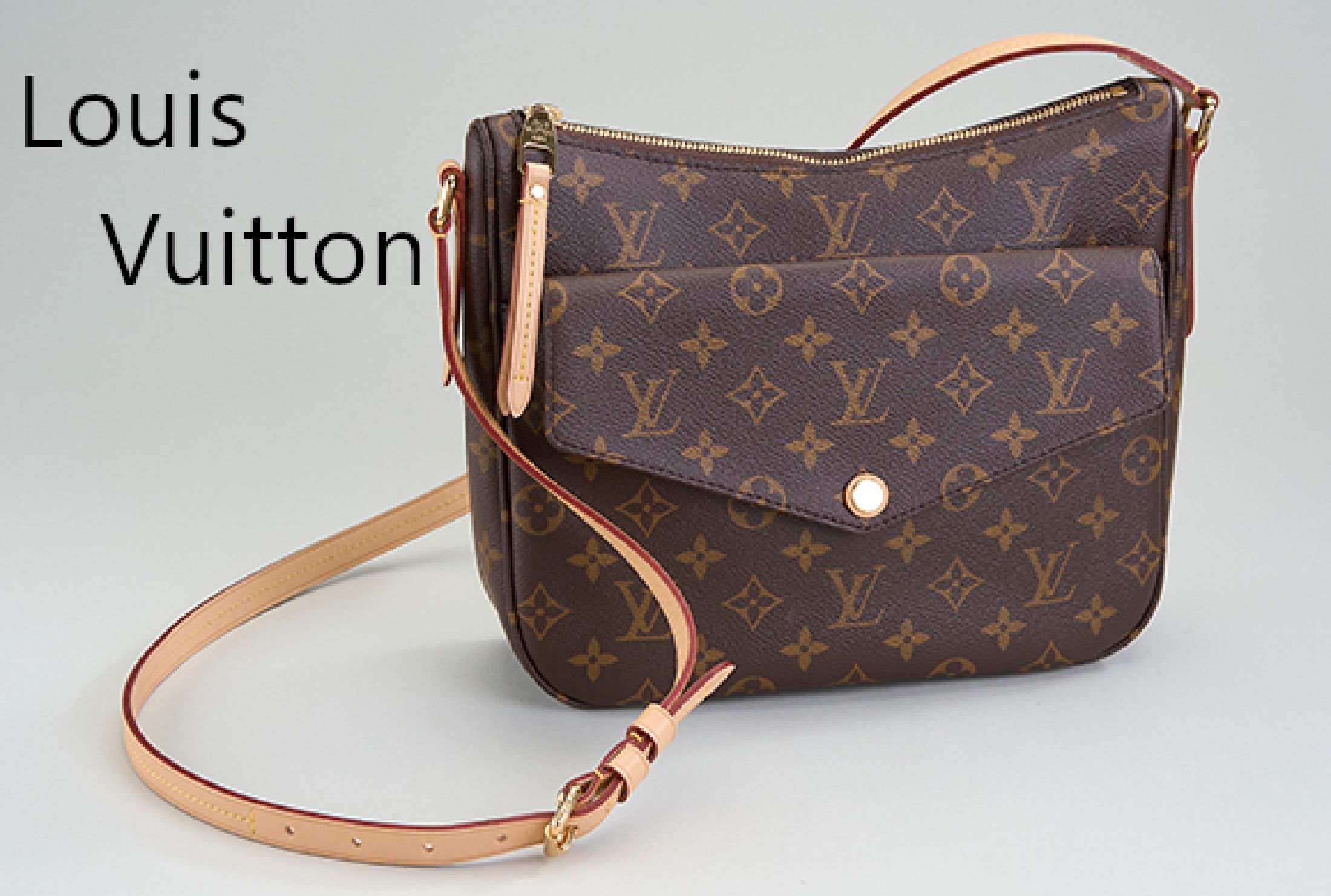 LOUIS VUITTON Umhängetasche, Monogram Canvas, rotbrauner Innenstoff, großes Innenfach, Aussenfach mit Überschlag, Druckknopf, Besätze und ...