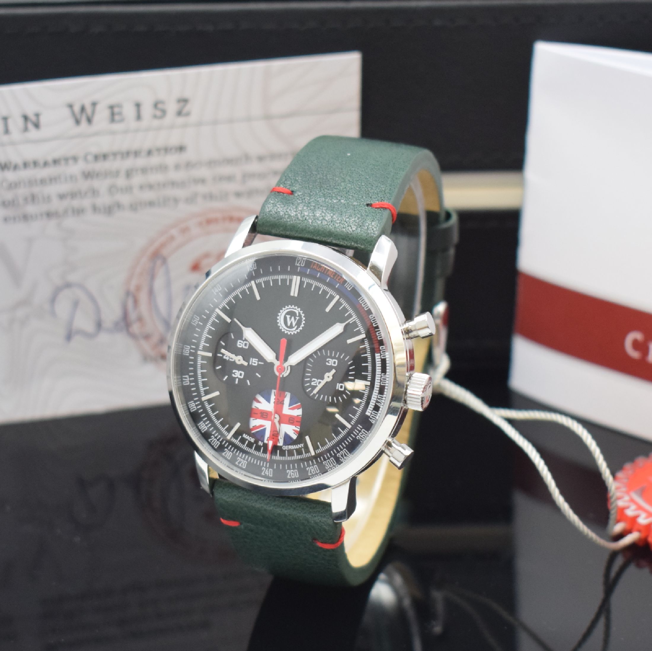 CONSTANTIN WEISZ Racing Limitierter Chronograph in Edelstahl Referenz 21B817CW, Deutschland akt. Prod., Handaufzug, beids. vergl. Gehäuse, Boden ...