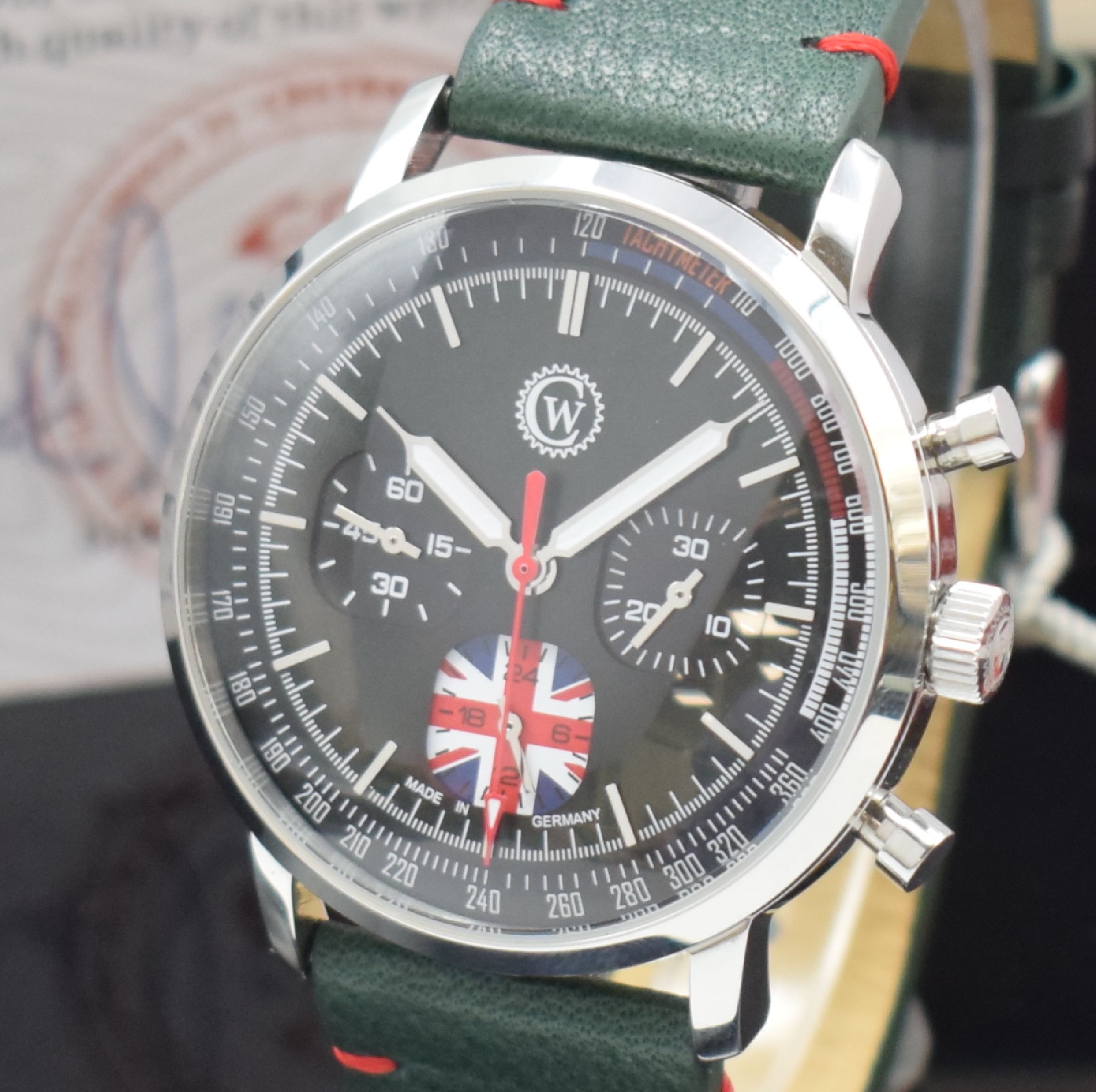 Detail a: CONSTANTIN WEISZ Racing Limitierter Chronograph in Edelstahl Referenz 21B817CW, Deutschland akt. Prod., Handaufzug, beids. vergl. Gehäuse, Boden ...
