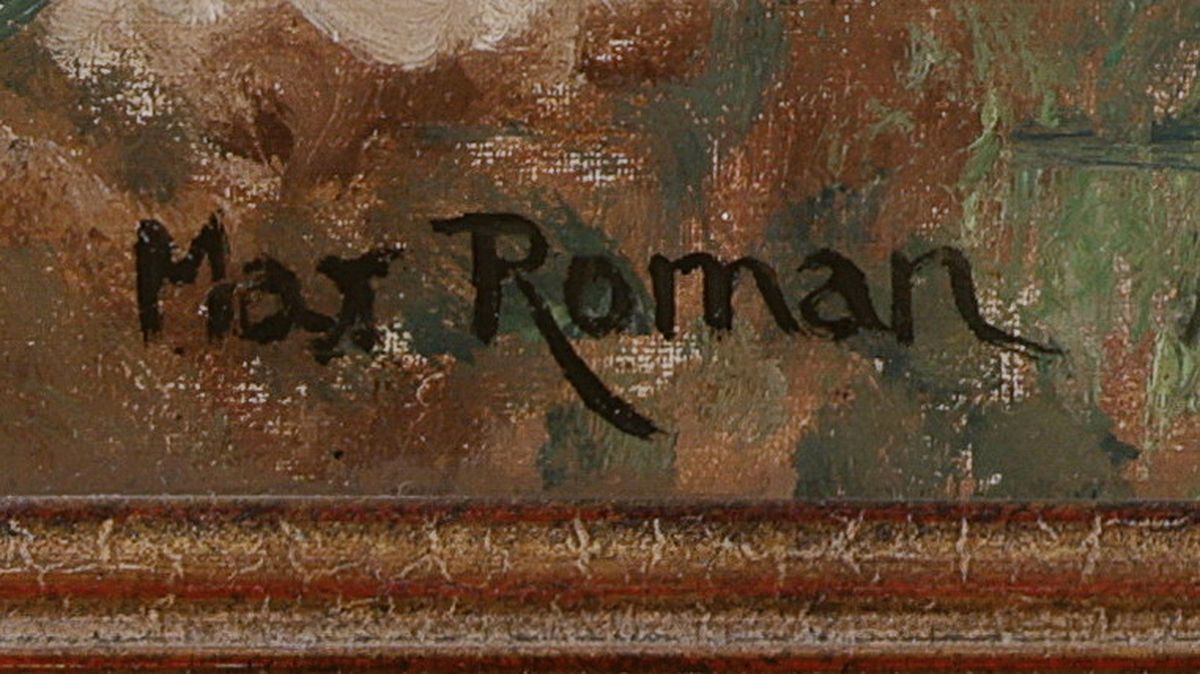 Detail a: Max Roman, 1849 Freiburg-1910 Karlsruhe, Schüler von Emil Lugo und der Akademie Karlsruhe, später der Leiter der Malerinnen- Schule in Karlsruhe, ...