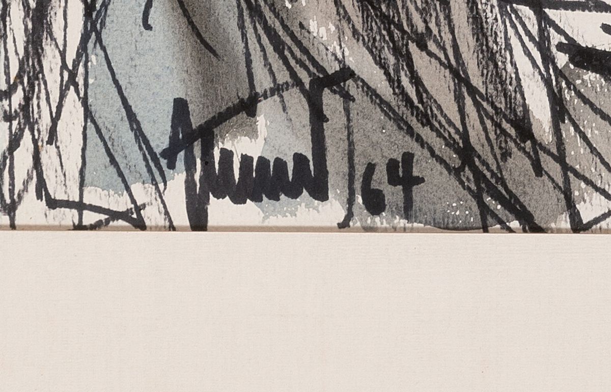 Detail c: Georg Günther Zeuner, 1923 Dresden-2011 Speyer, 2 Gouachen: Platz mit Brunnen und Personen, sign. und dat. 64, ca. 56x42cm, PP, u.Gl., R. ca. ...
