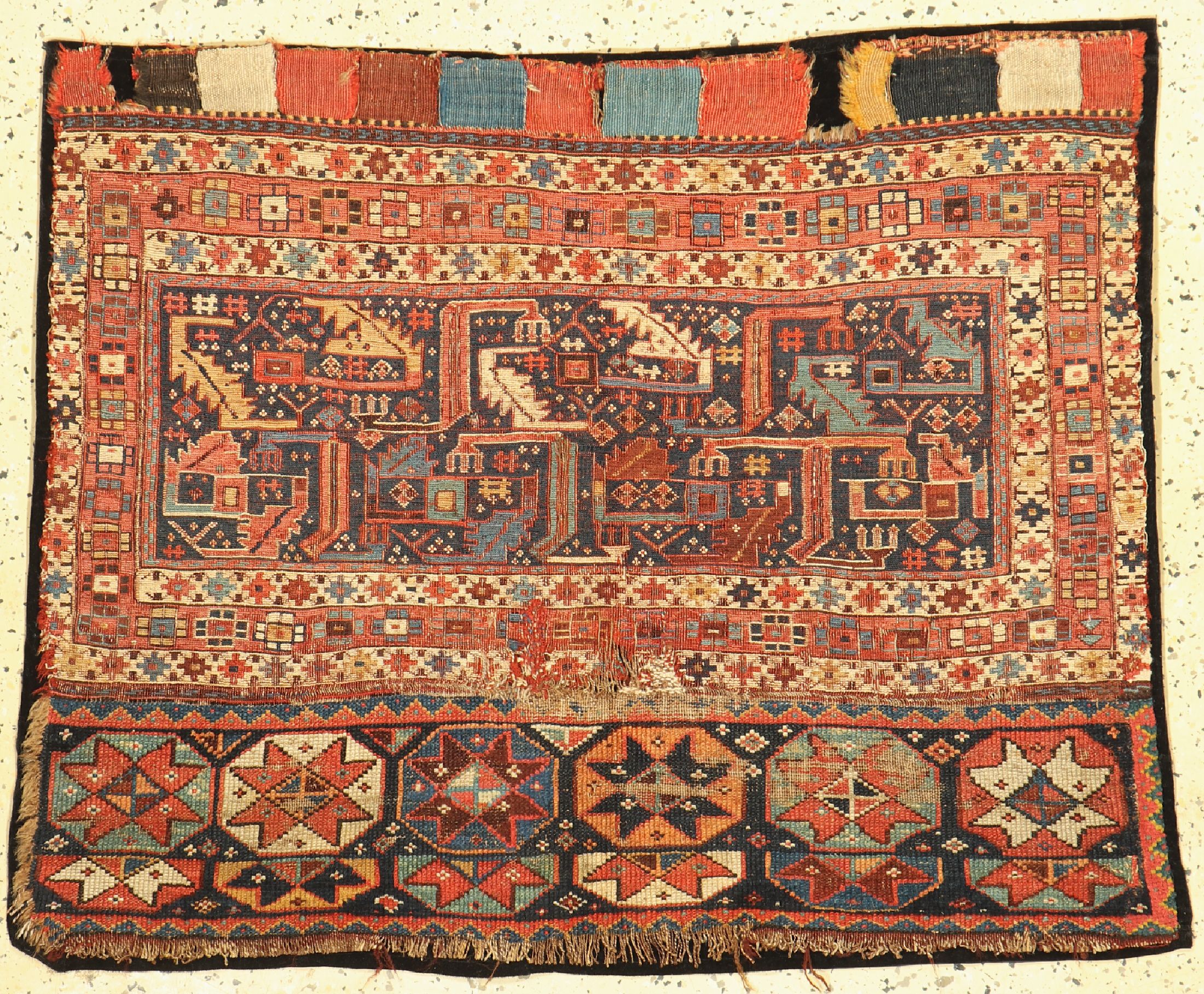 Shahsawan Taschenfront antik, Persien, 19.Jhd, Wolle auf Wolle, ca. 85 x 105 cm, EHZ:4