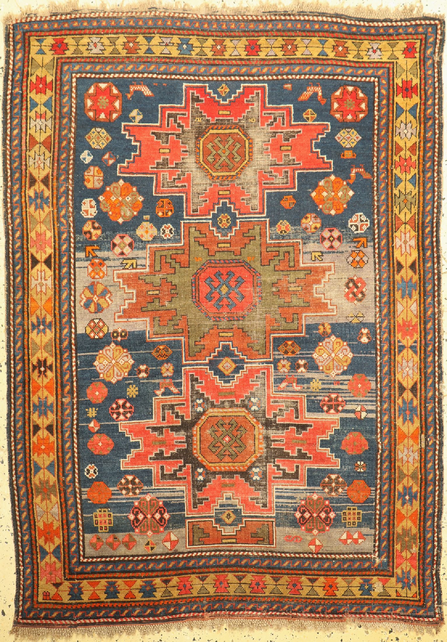 Kazak"Lesgi", Kaukasus, um 1920, Wolle auf Wolle, ca. 170 x 120 cm, EHZ: 3-4