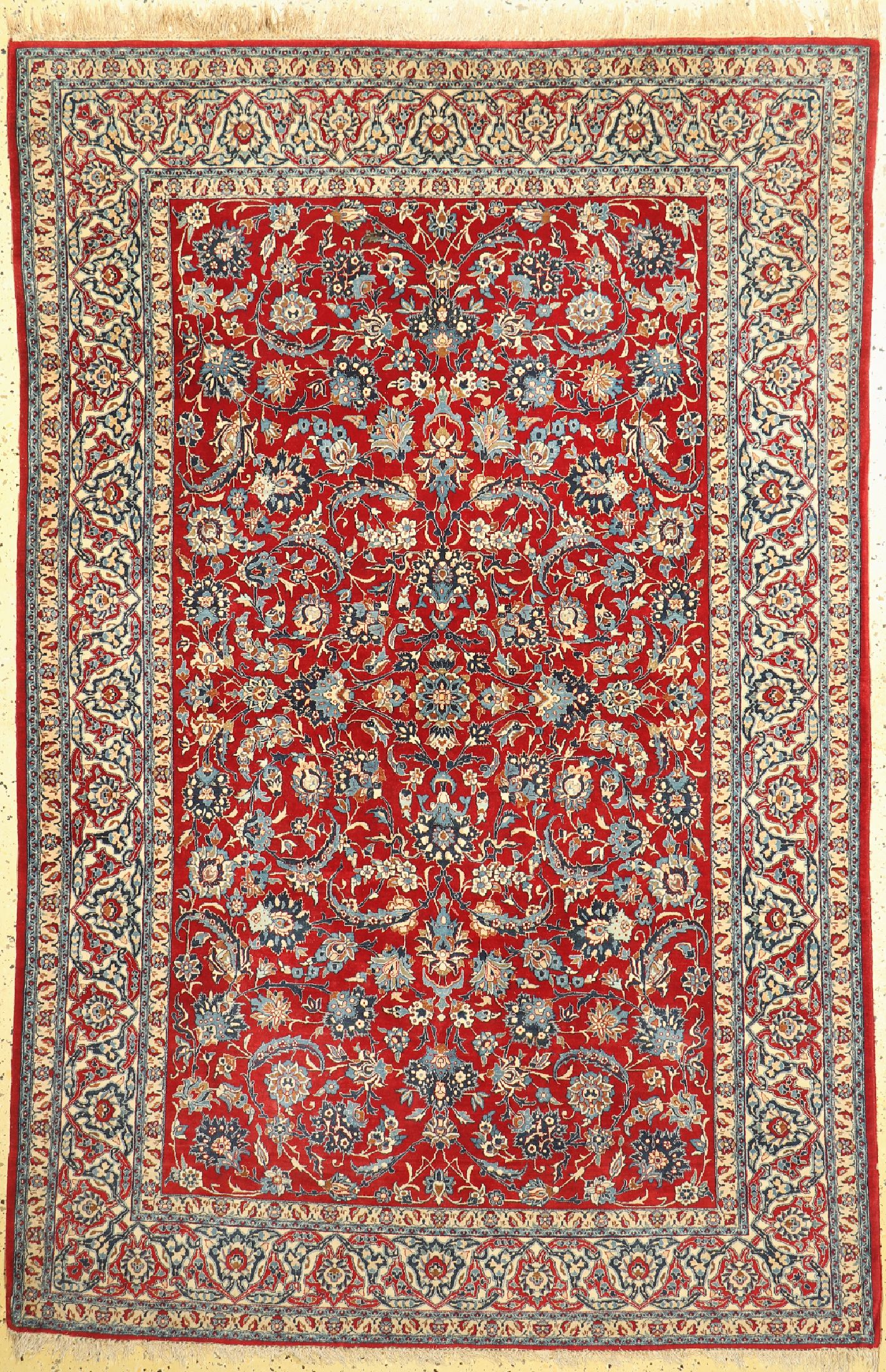 Esfahan fein alt, Persien, um 1920, Korkwolle auf Baumwolle, ca. 227 x 150 cm, EHZ: 2