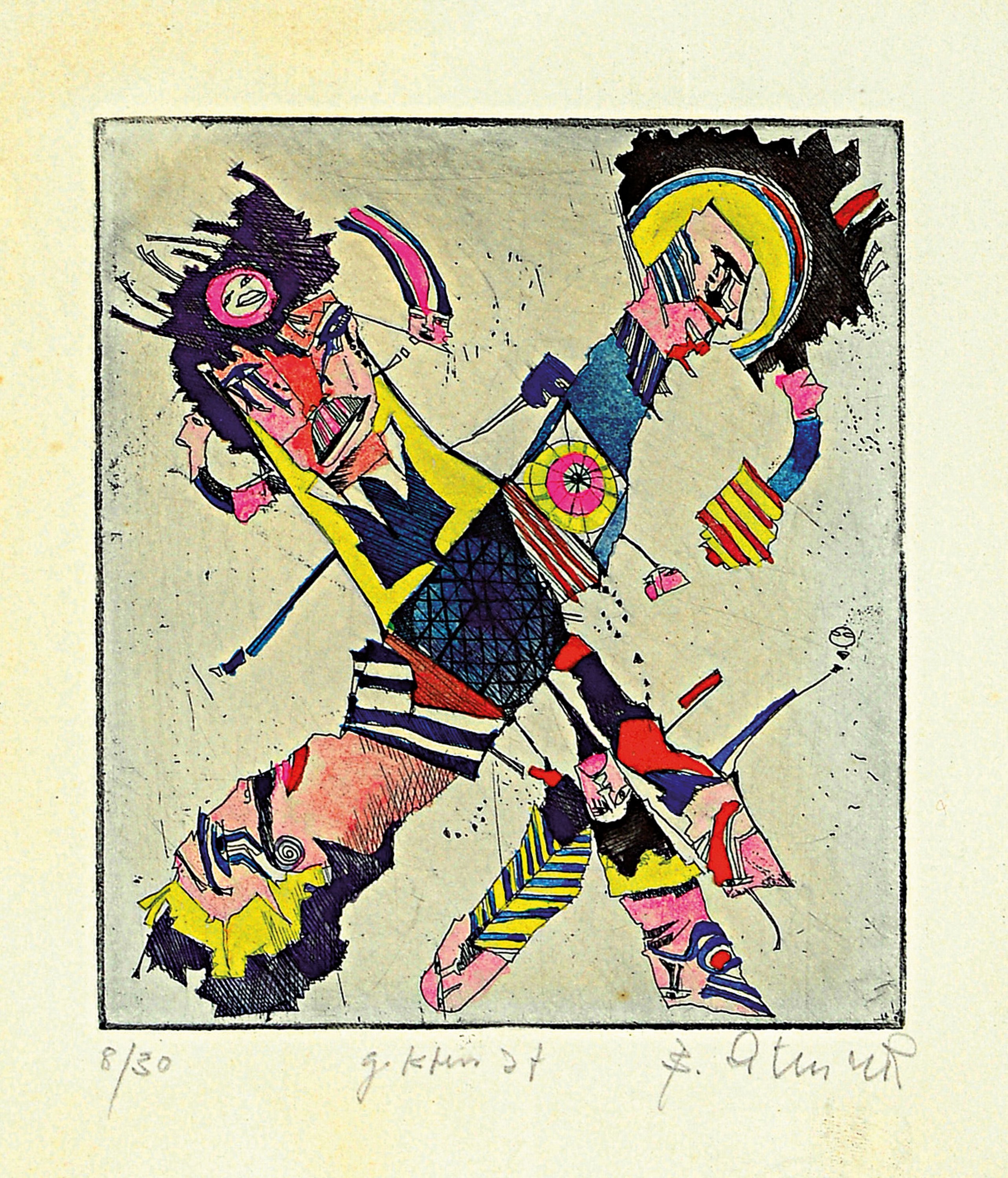 Bernd Kastenholz, geb. 1949 Speyer, Studium an der Akademie Stuttgart, hier zwei Aquarelle und zwei Grafiken, Aquarelle: a. Frauenakt, "Im ...