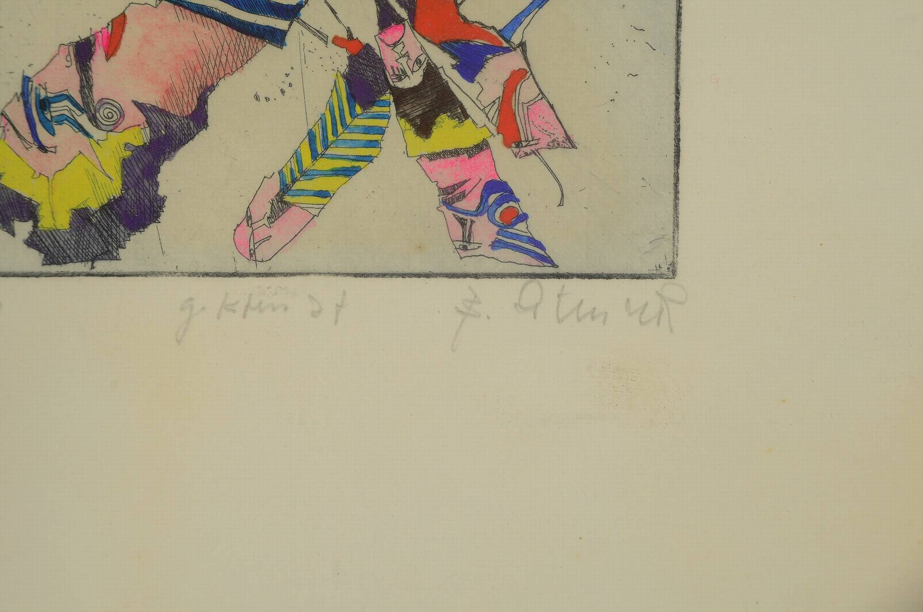 Detail a: Bernd Kastenholz, geb. 1949 Speyer, Studium an der Akademie Stuttgart, hier zwei Aquarelle und zwei Grafiken, Aquarelle: a. Frauenakt, "Im ...