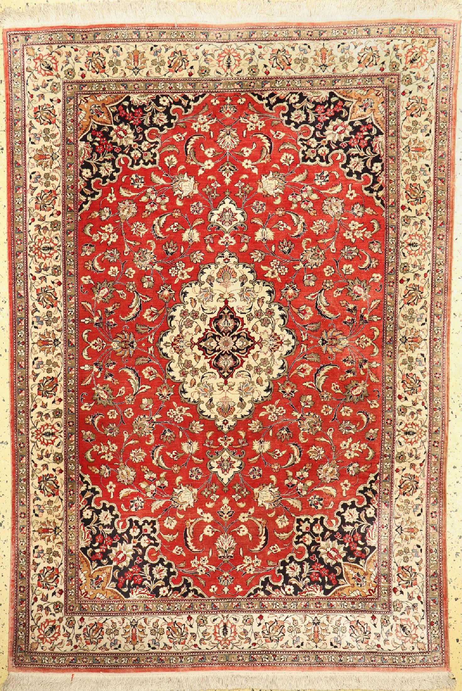 Ghom Seide fein, Persien, ca. 40 Jahre, reine Naturseide, ca. 200 x 140 cm, EHZ: 2