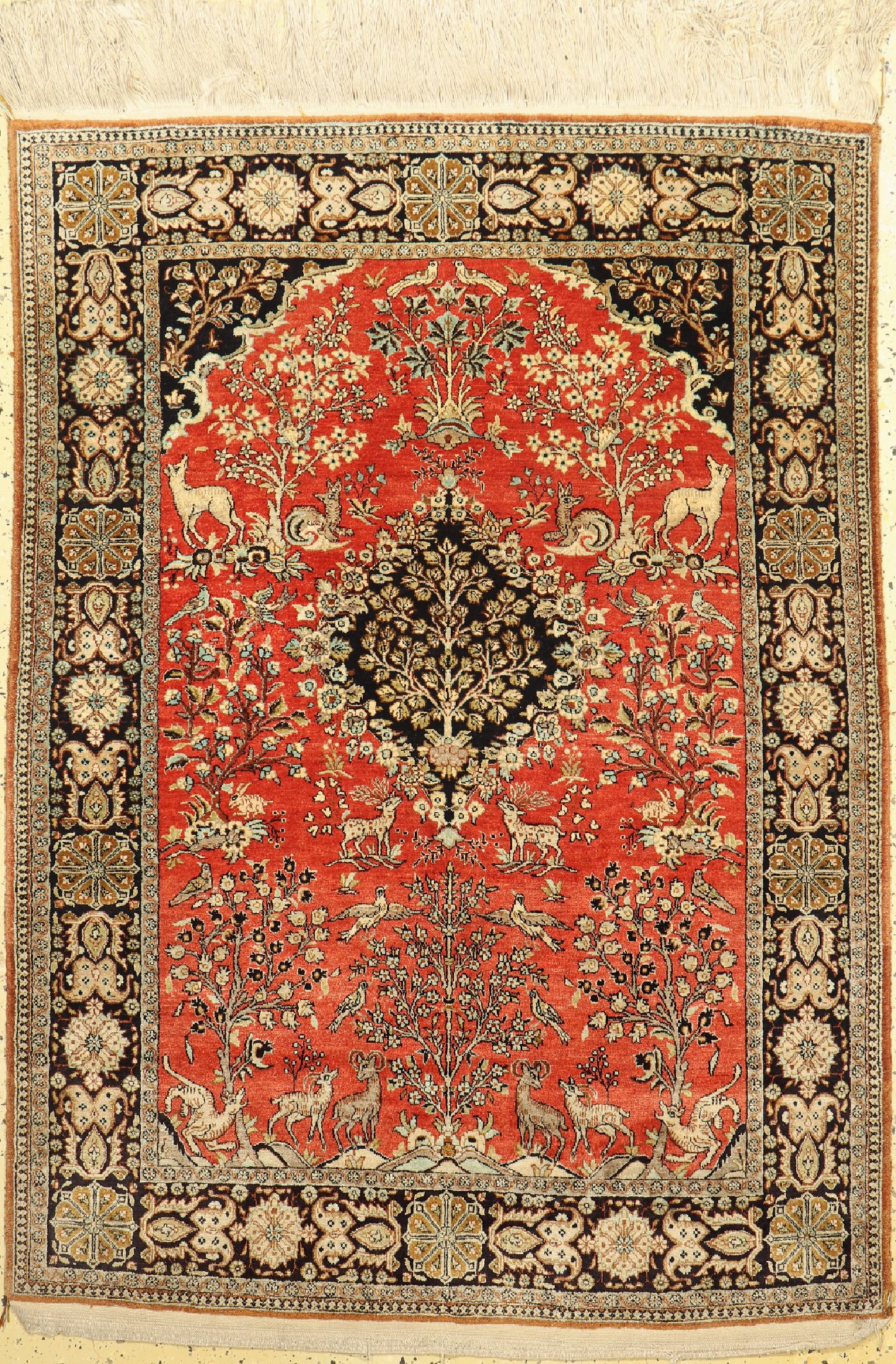 Ghom Seide alt, Persien, um 1950, reine Naturseide, ca. 160 x 116 cm, EHZ: 2