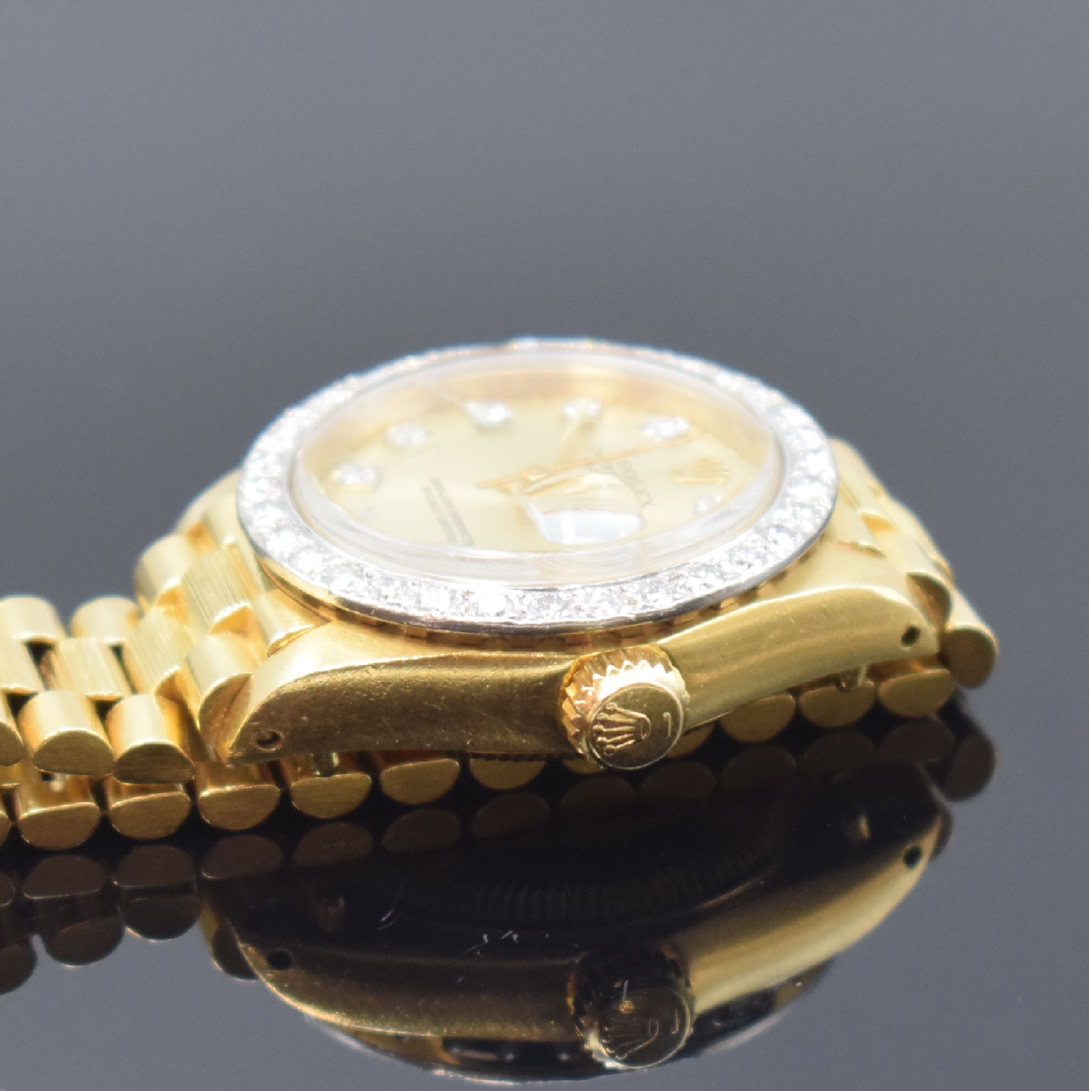Detail d: ROLEX Damenarmbanduhr Oyster Perpetual Datejust Referenz 6927, Schweiz um 1979, Automatik, Chronometer der Superlative in GG 750/000 inkl. ...