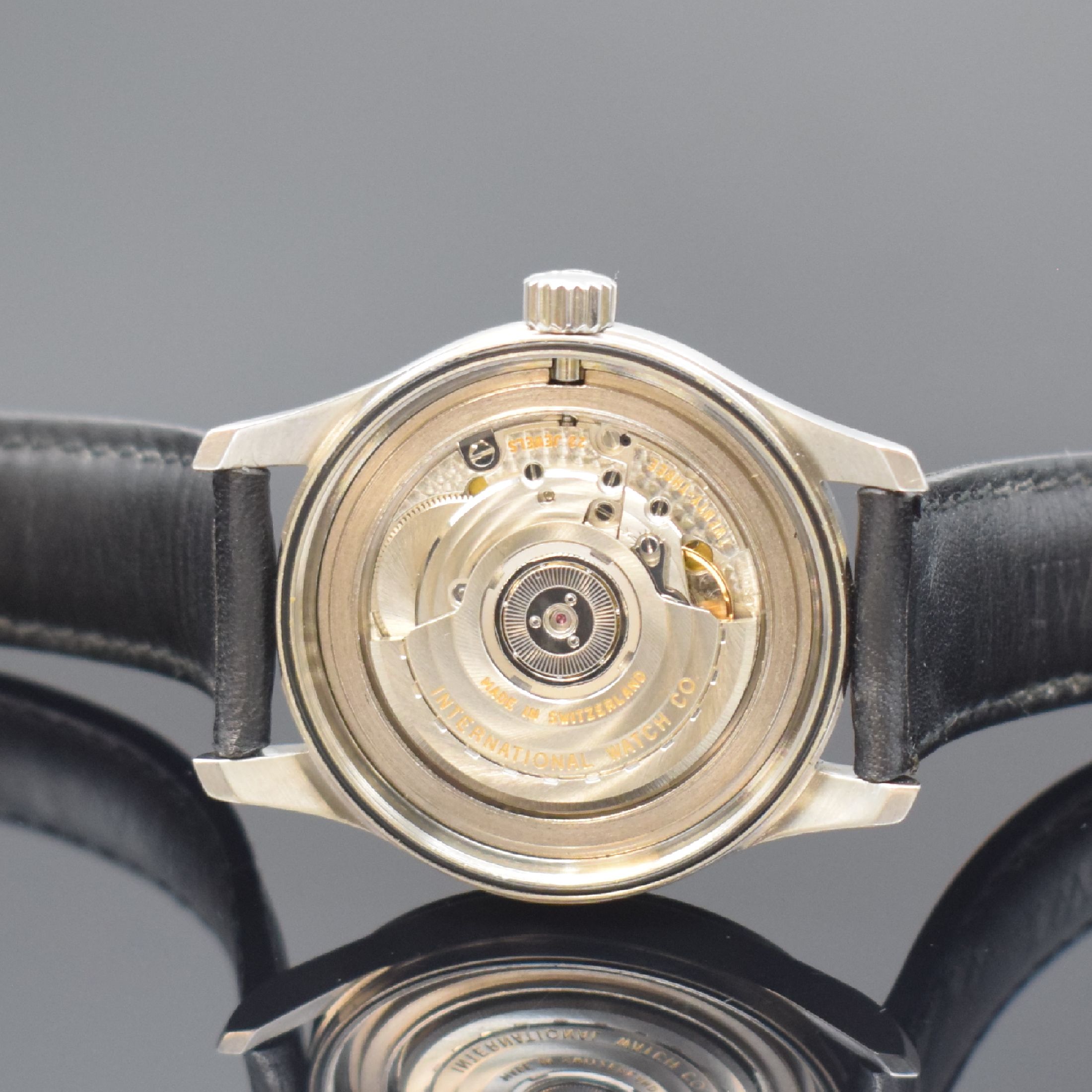 Detail f: IWC "Die Fliegeruhr" Mark XV Referenz 3253, Schweiz um 2005, Automatik, verschr. Stahlgeh., orig. Lederband m. orig. Faltschl., schwarzes ...