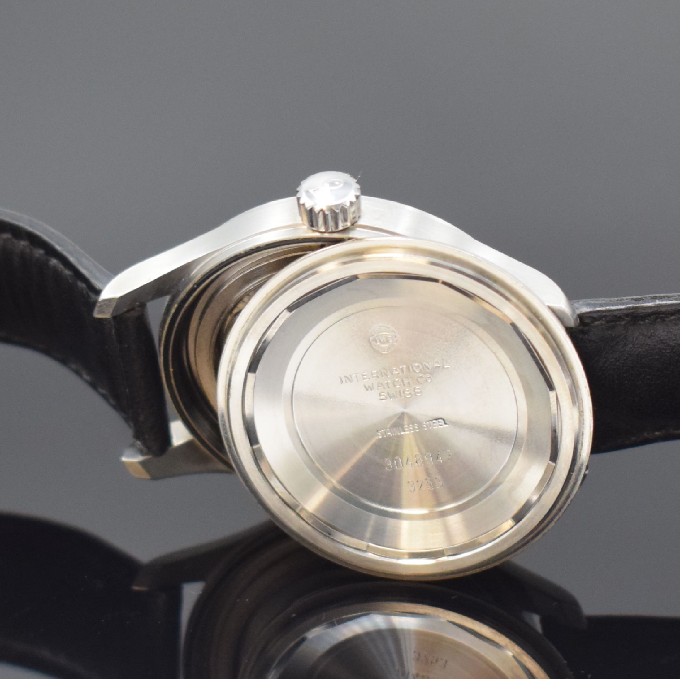 Detail g: IWC "Die Fliegeruhr" Mark XV Referenz 3253, Schweiz um 2005, Automatik, verschr. Stahlgeh., orig. Lederband m. orig. Faltschl., schwarzes ...