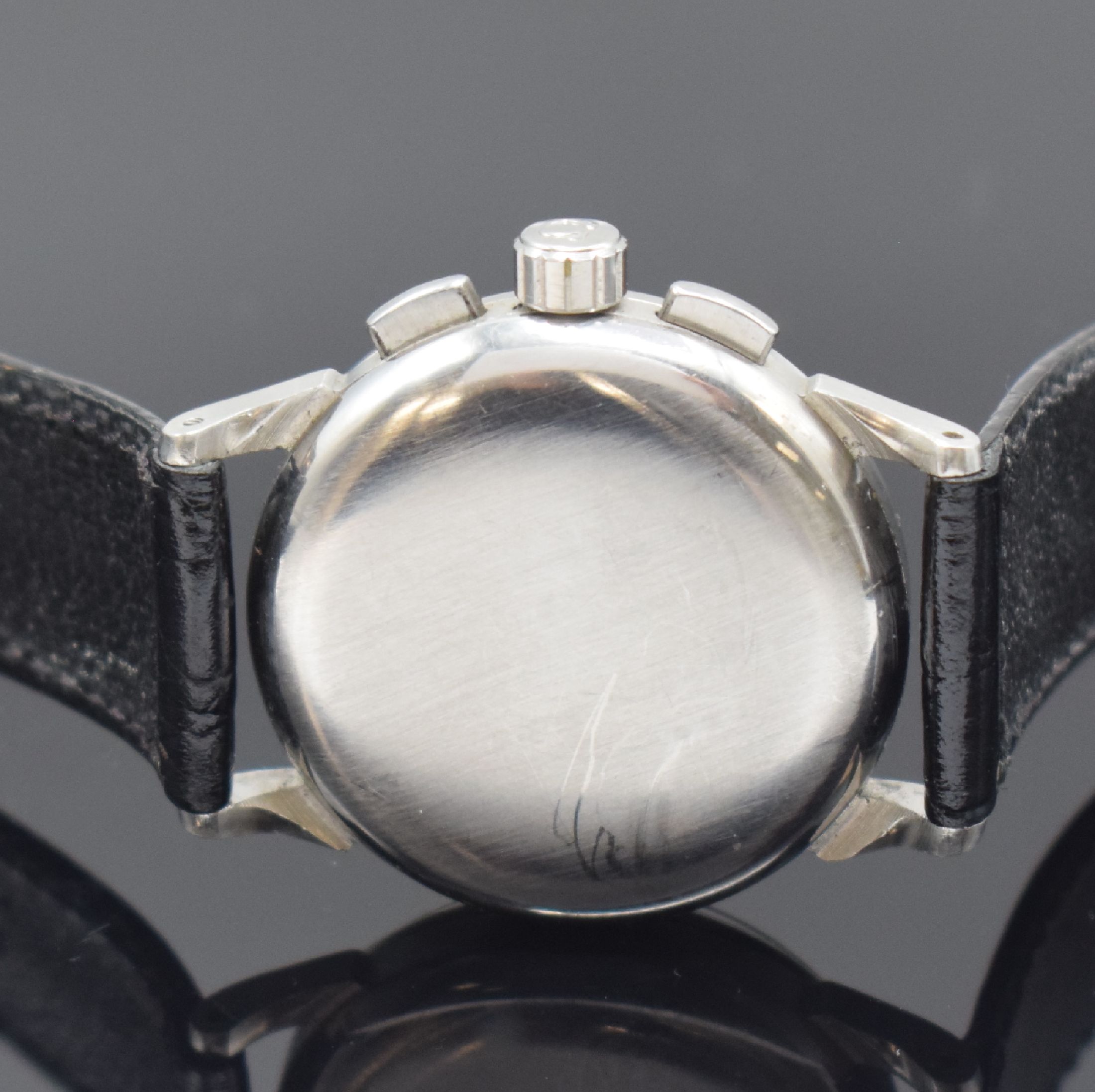 Detail d: OMEGA seltene Armbanduhr mit Chronograph Referenz 2277-1 / Kaliber CHRO C12 T1PC, Schweiz um 1944, Handaufzug, 3-teil. Gehäuse in Stahl, Boden u. ...