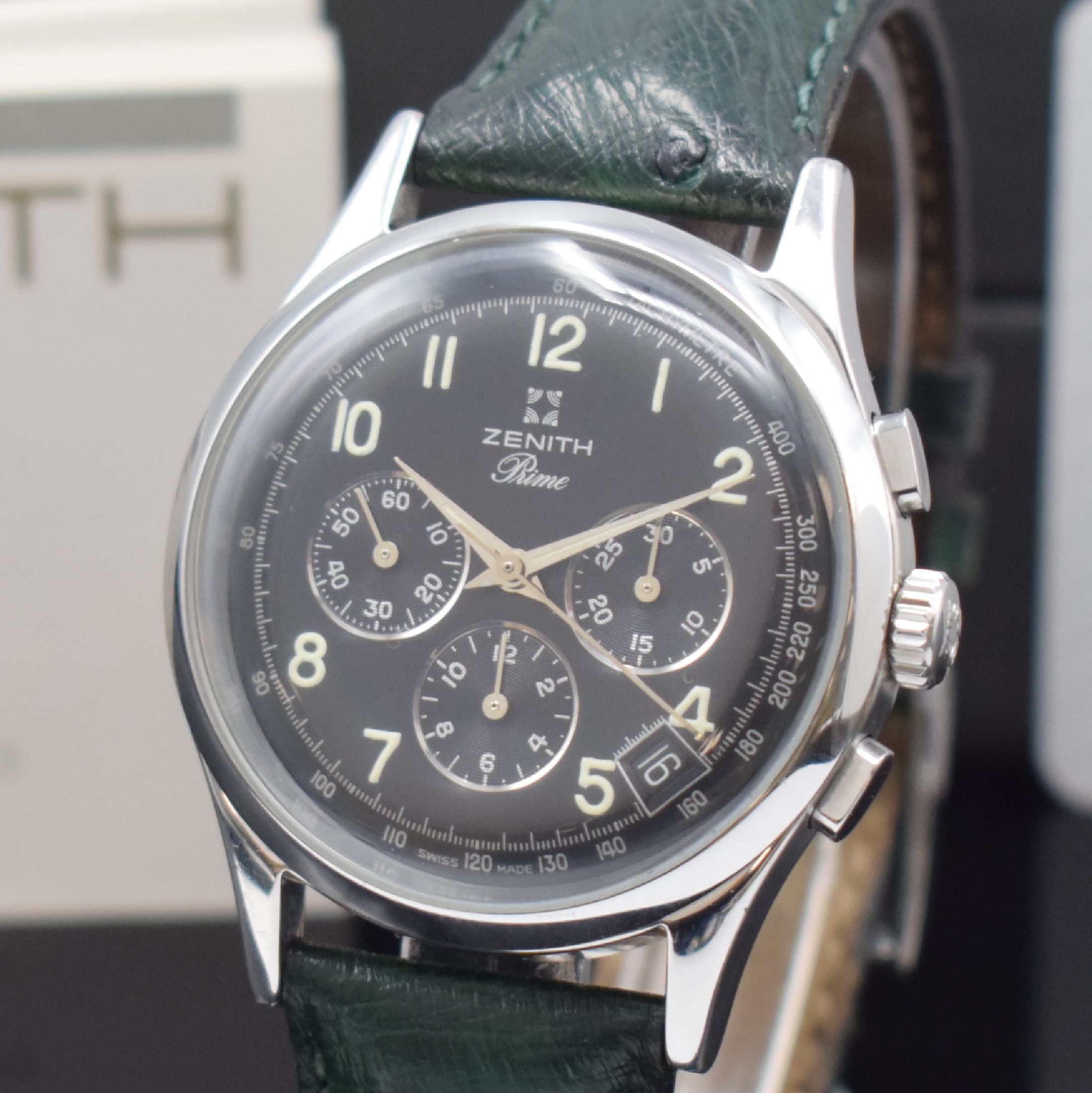 Detail a: ZENITH Prime Herrenarmbanduhr mit Chronograph Referenz 01-0010.420, Schweiz um 1999, Handaufzug, beids. vergl. Edelstahlgeh., Boden geschr., ...