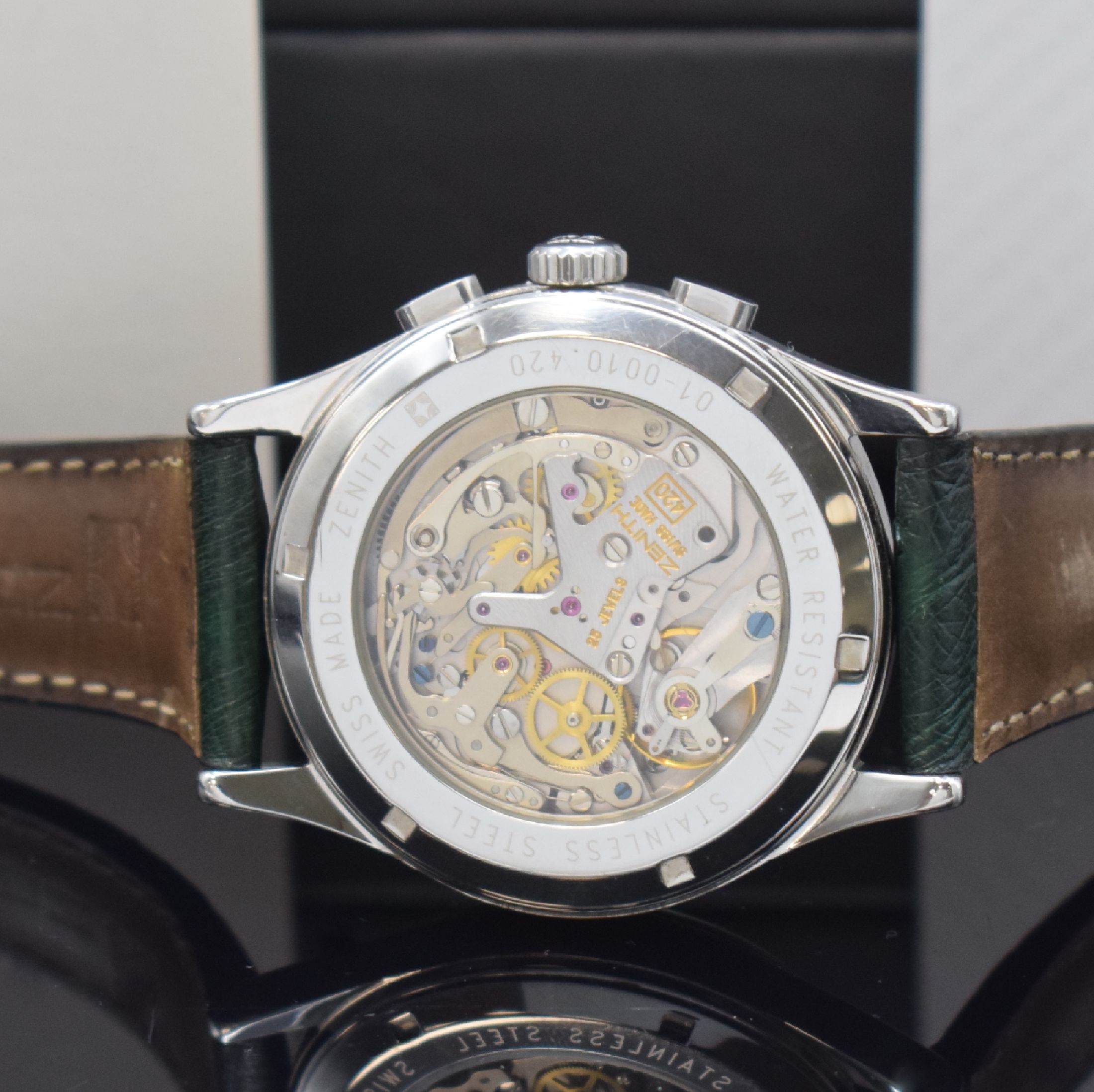 Detail d: ZENITH Prime Herrenarmbanduhr mit Chronograph Referenz 01-0010.420, Schweiz um 1999, Handaufzug, beids. vergl. Edelstahlgeh., Boden geschr., ...