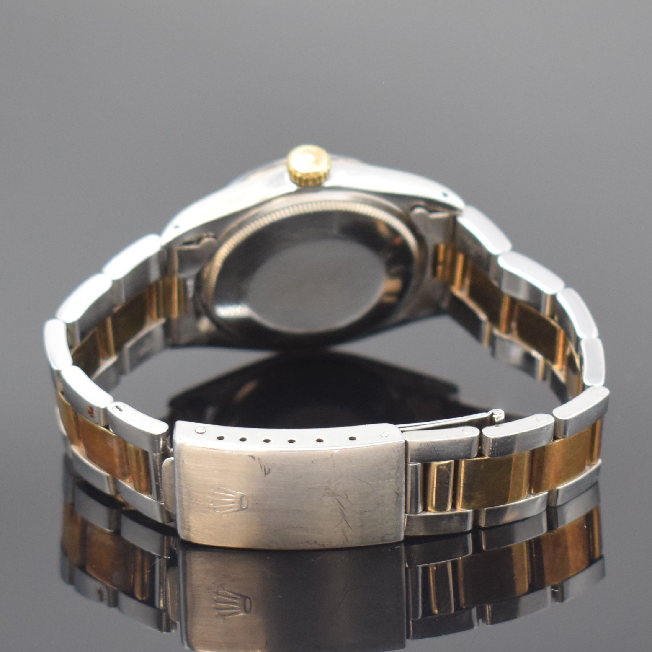 Detail b: ROLEX Oyster Perpetual Date Referenz 1500 Herrenarmbanduhr, Schweiz um 1970, Automatik, Chronometer der Superlative in Edelstahl und Gold kombiniert ...