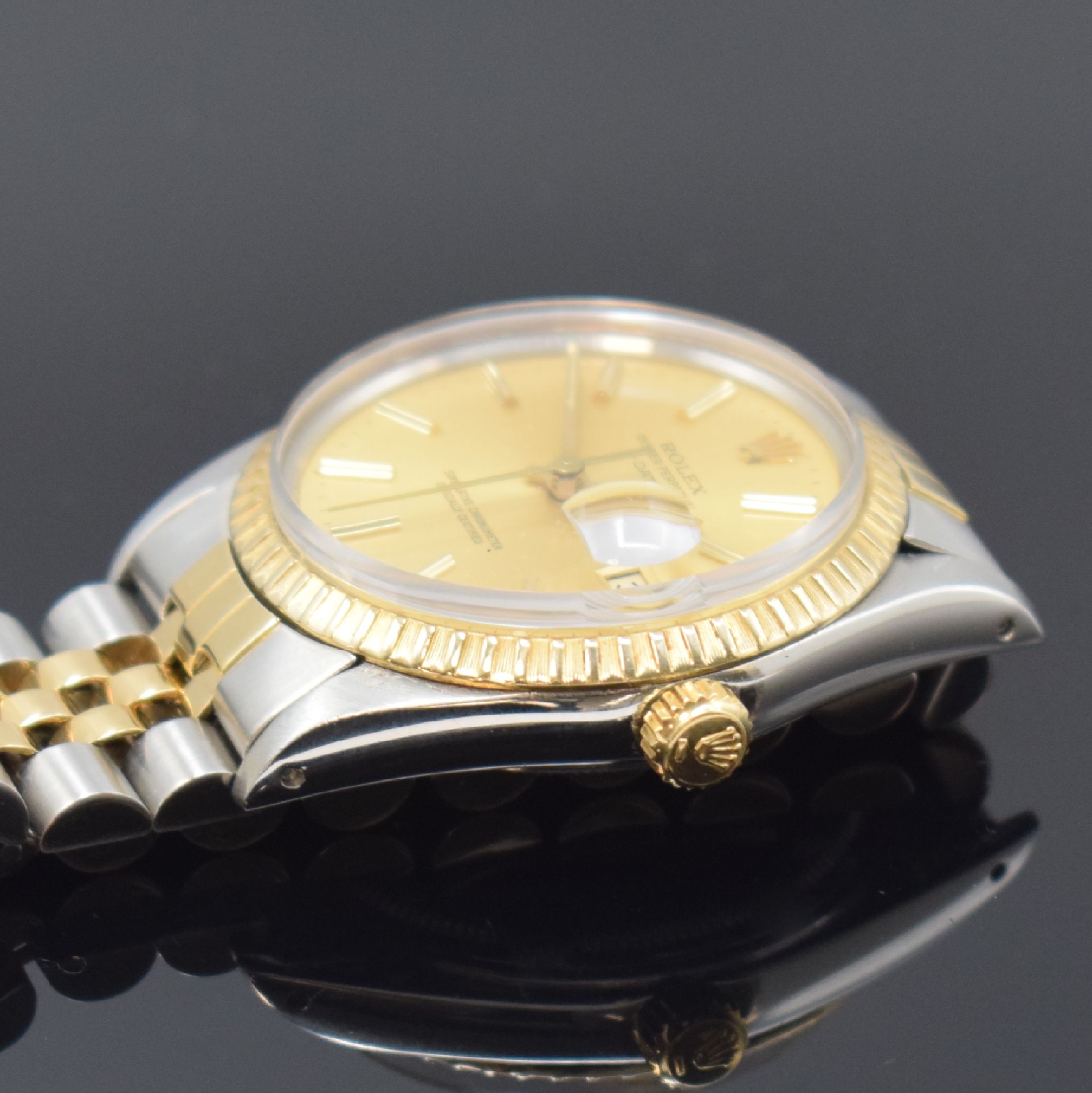 Detail d: ROLEX Oyster Perpetual Date Herrenarmbanduhr Referenz 15053, Schweiz um 1982, Automatik, Chronometer der Superlative in Stahl/Gold kombiniert inkl. ...