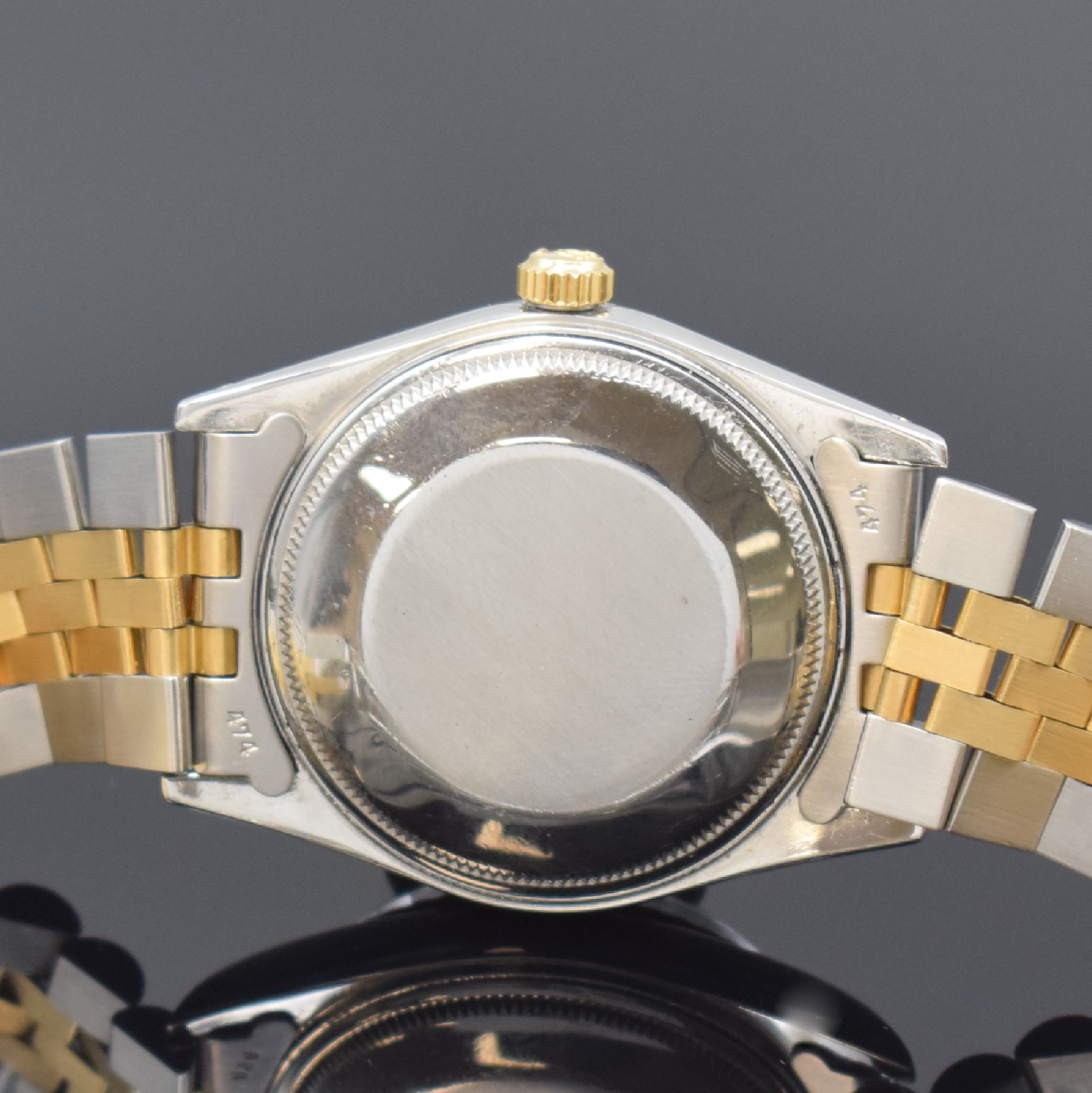 Detail e: ROLEX Oyster Perpetual Date Herrenarmbanduhr Referenz 15053, Schweiz um 1982, Automatik, Chronometer der Superlative in Stahl/Gold kombiniert inkl. ...