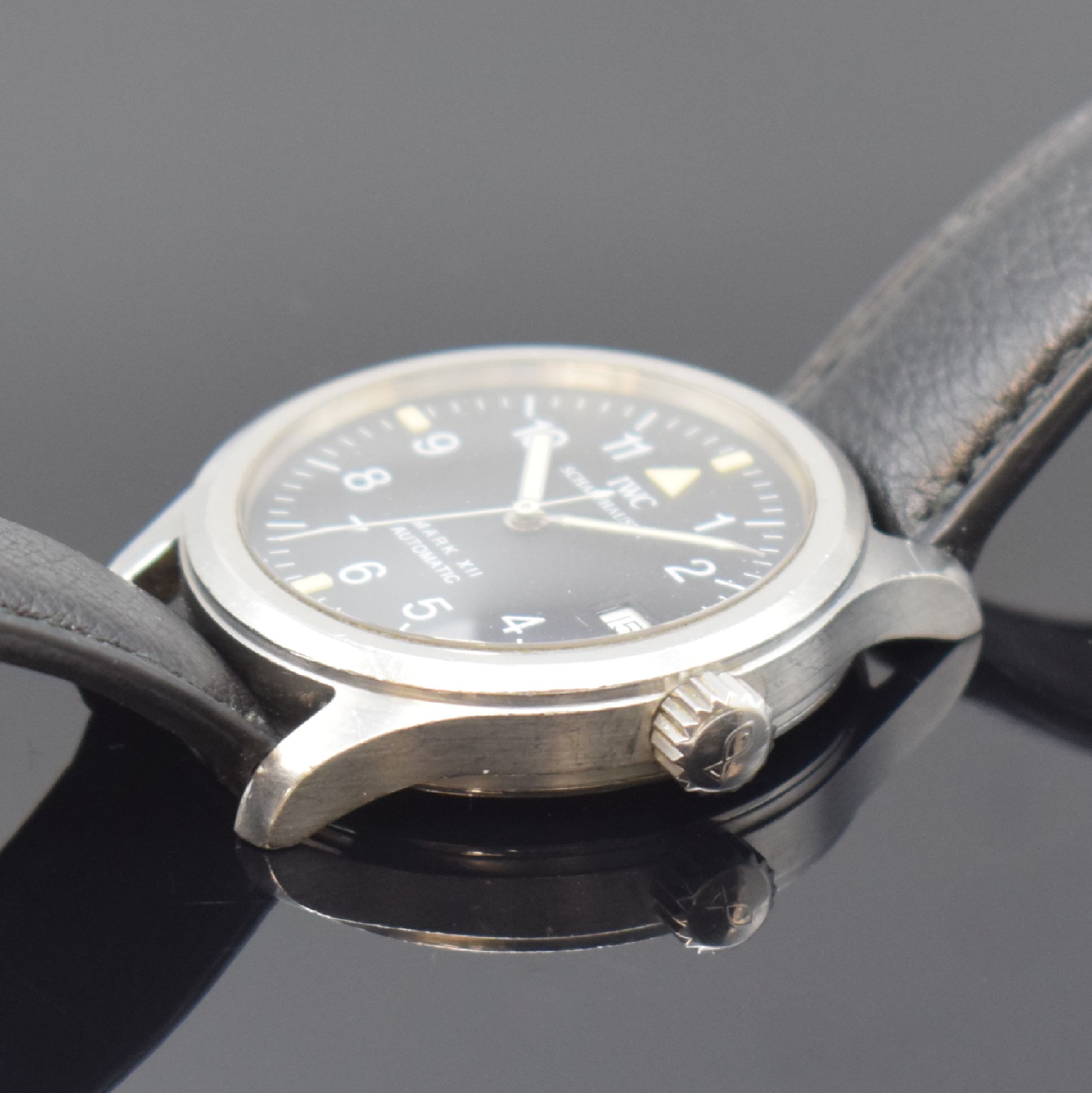 Detail c: IWC Herrenarmbanduhr Mark XII "Die Fliegeruhr" Referenz 3241 Schweiz um 1995, Automatik, 2-teil. Edelstahlgeh., Boden und Krone verschr., ...