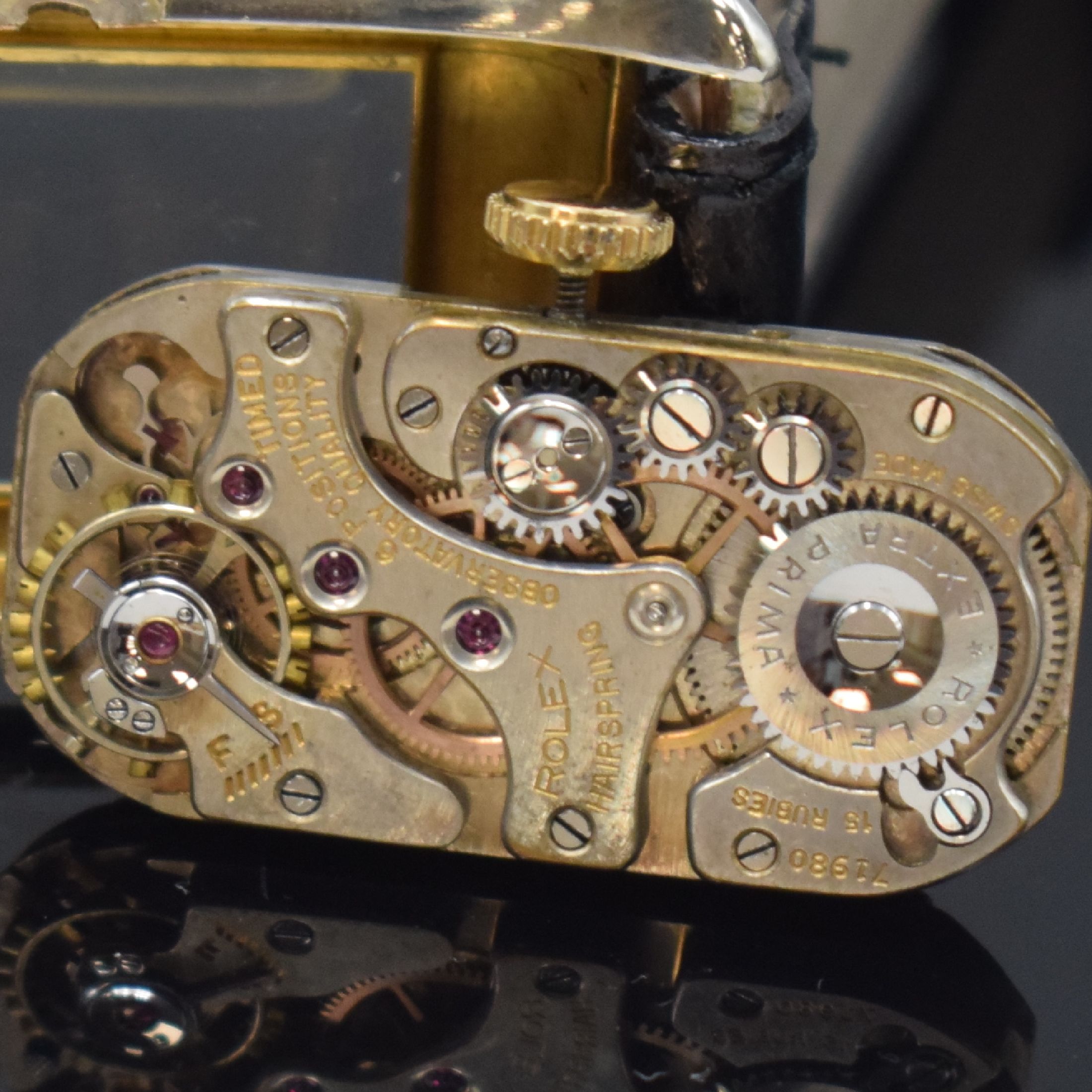Detail i: ROLEX Prince Brancard Chronometer Armbanduhr in RG/WG 375/000 Referenz 971, Schweiz um 1939, Handaufzug, Rectangulärgeh., Boden m. Gravur aufgedr., ...