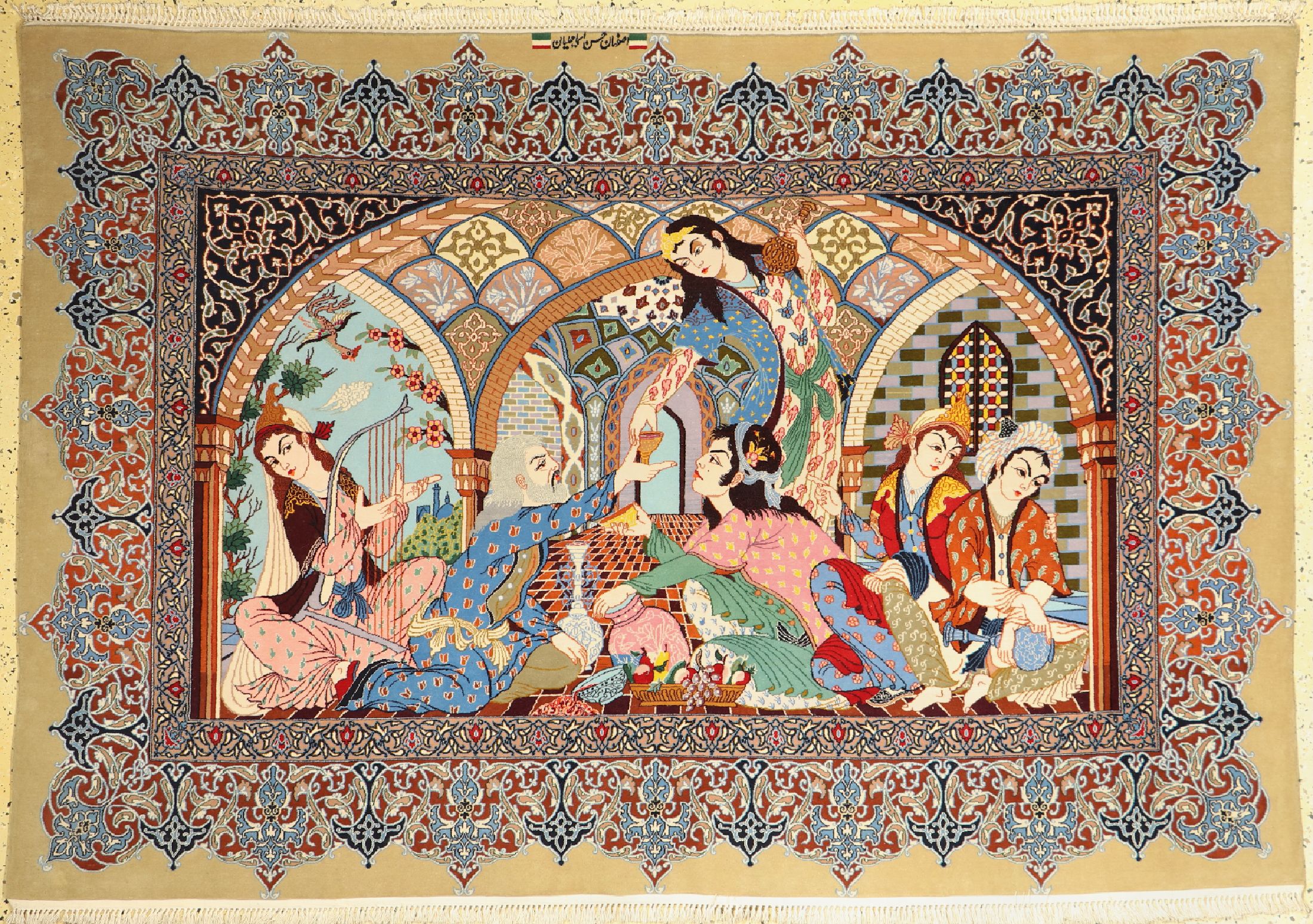Esfahan fein(20 Kheft), Persien, Sign(Esmailian), ca. 50 Jahre, Korkwolle mit und auf Seide, ca. 215 x 146 cm, ca. 1,0 Mio. Kn/qm, EHZ: 1-2