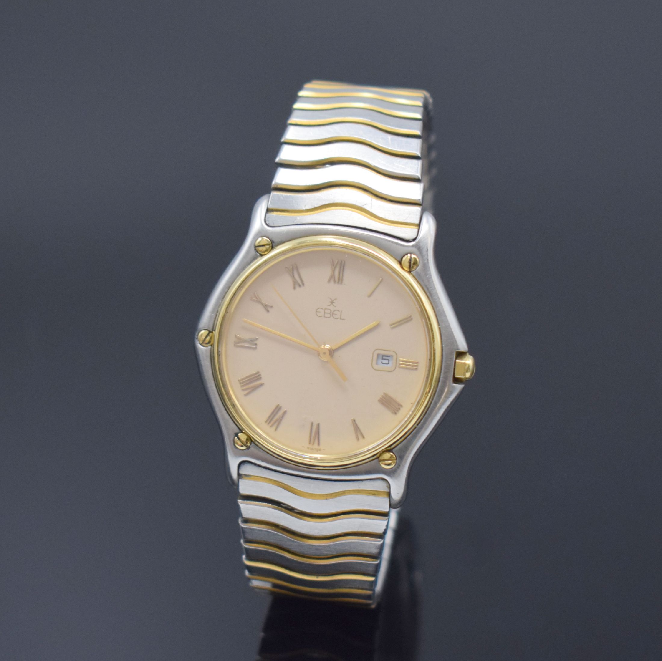 EBEL Sport Classique Armbanduhr Referenz 183903, Schweiz um 1990, quarz, Edelstahl u. Gold komb., Gliederband m. Faltschl., Boden gegen Lünette ...