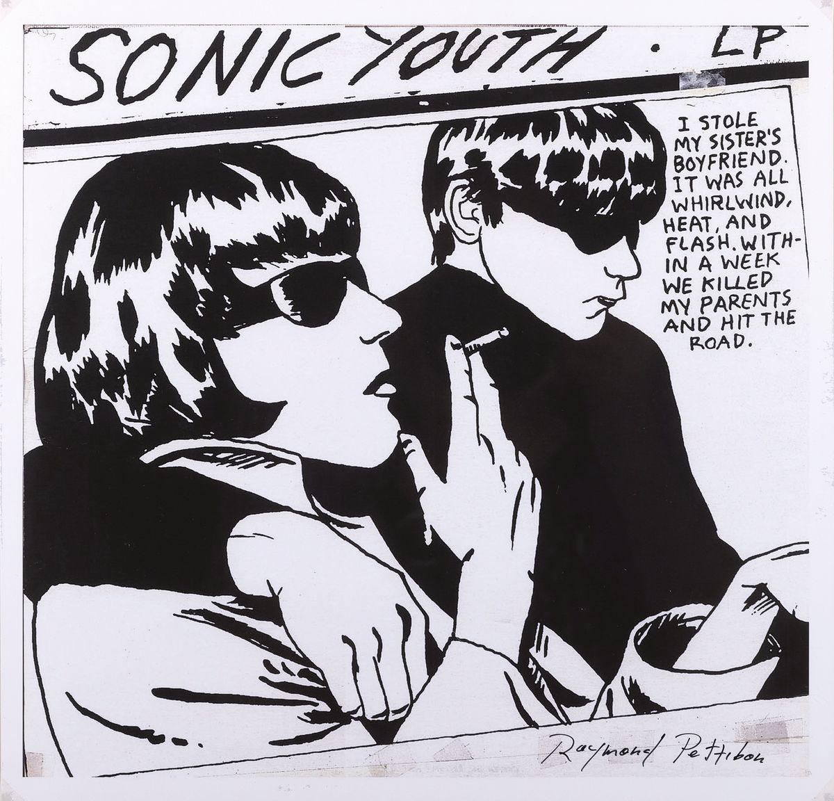 Raymond Pettibon, geb. 1957, "Sonic Youth", Digitaler Fotoabzug, handsign.,unter doppeltem Plexiglas gerahmt, Blatt ca. 30x31, R. 38,5x42 cm