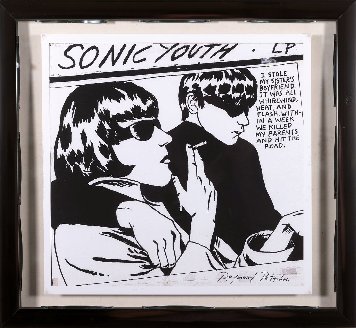 Detail k: Raymond Pettibon, geb. 1957, "Sonic Youth", Digitaler Fotoabzug, handsign.,unter doppeltem Plexiglas gerahmt, Blatt ca. 30x31, R. 38,5x42 cm