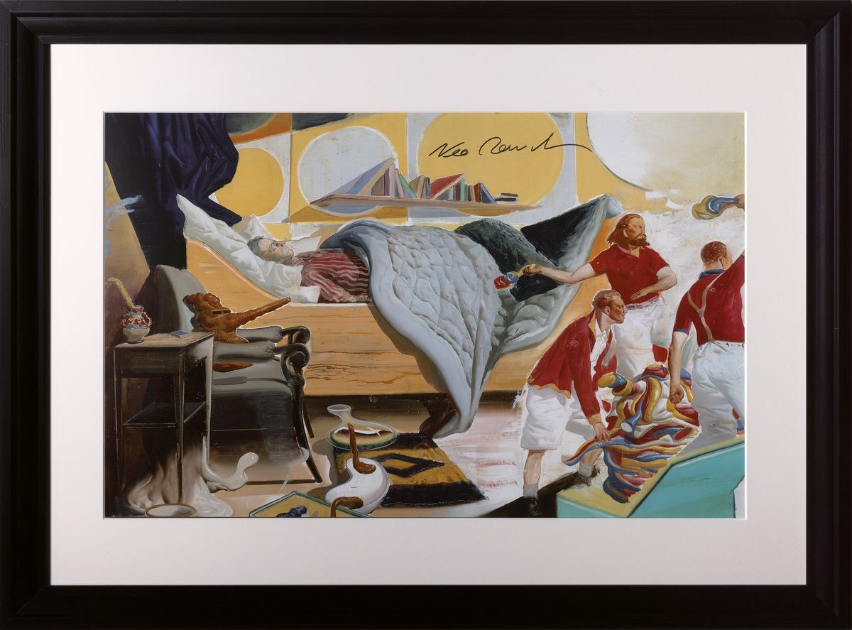Detail k: Neo Rauch, geb. 1960, "Aufstand, 2004", handsign., Offsetlithografie, unter Plexiglas gerahmt, Blatt ca. 40x60 cm, R. 57x77 cm