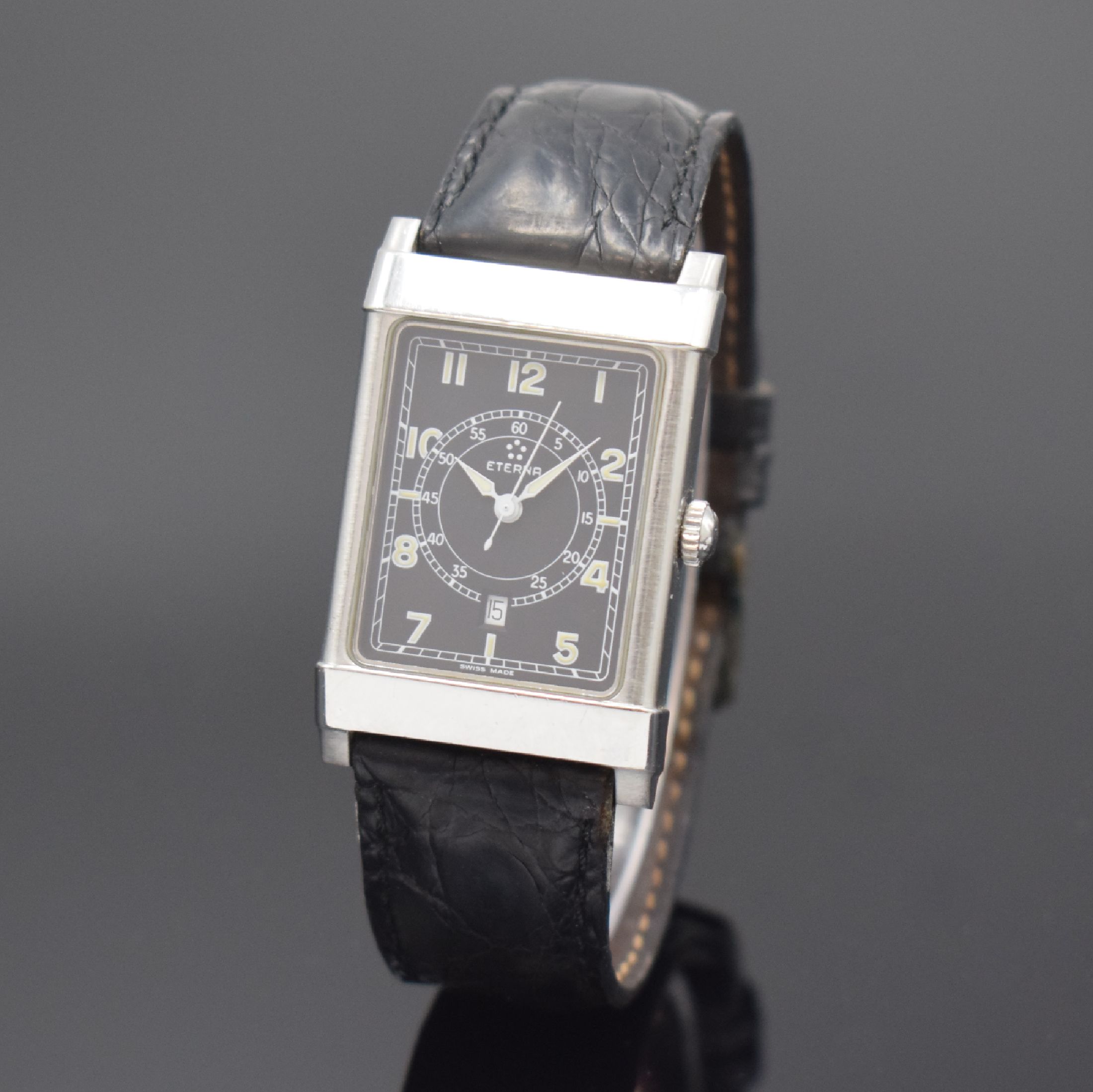 ETERNA Herrenarmbanduhr aus der Serie Les Historiques Modell 1935, Schweiz um 1995, Ref. 8490.41, Automatik, Edelstahlgeh. inkl. orig. Gliederband m. ...