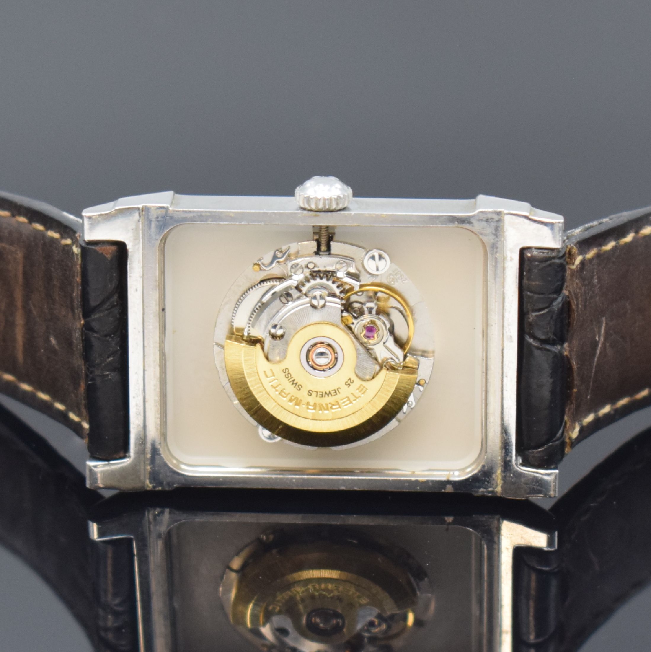 Detail e: ETERNA Herrenarmbanduhr aus der Serie Les Historiques Modell 1935, Schweiz um 1995, Ref. 8490.41, Automatik, Edelstahlgeh. inkl. orig. Gliederband m. ...