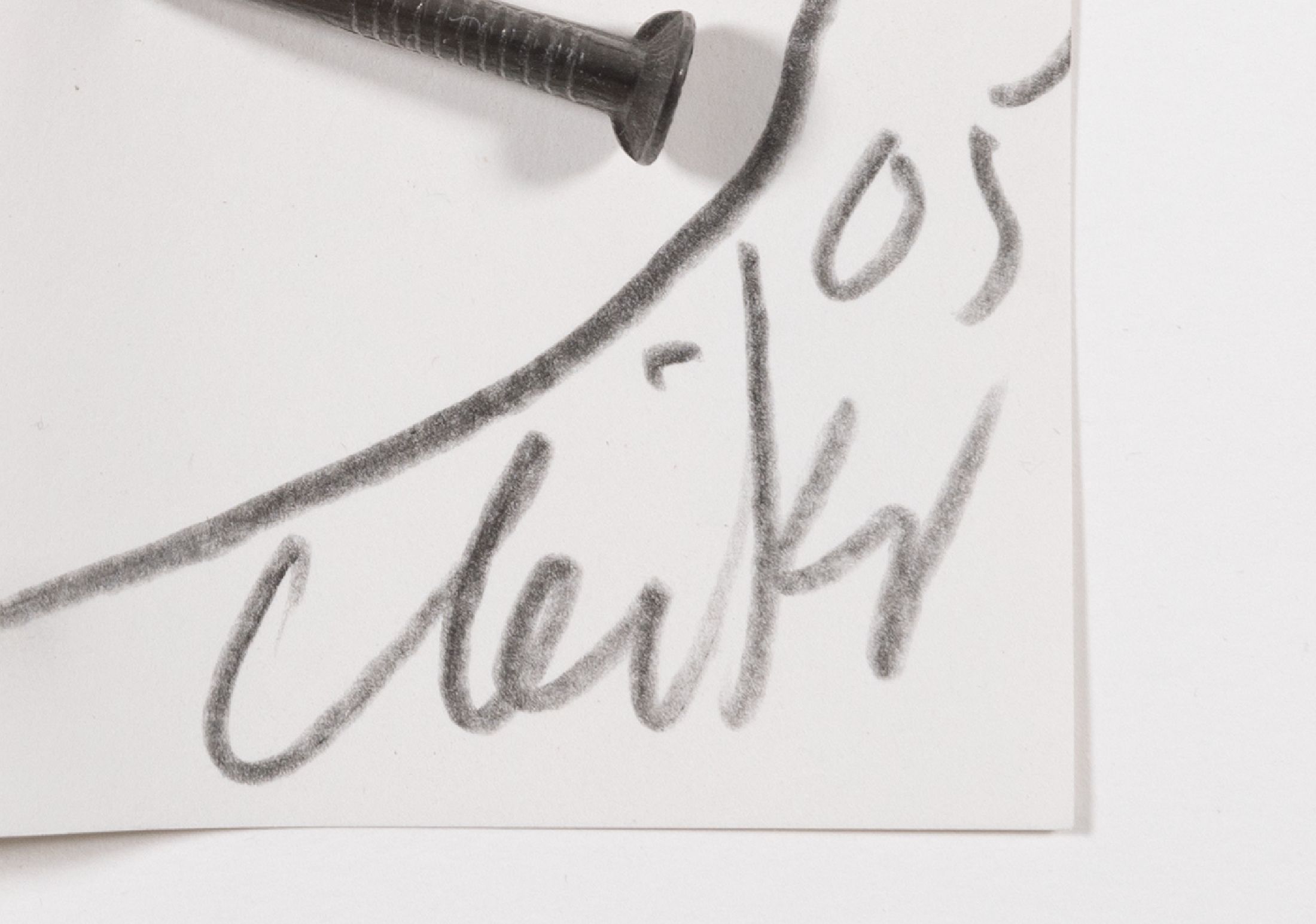 Detail a: Günther Uecker, geb. 1930, Nagelobjekt, Großer Nagel durch Papier, handsign., dat. (20)05, unter Glas, Holzrahmen, gesamt ca. 24x32 cm
