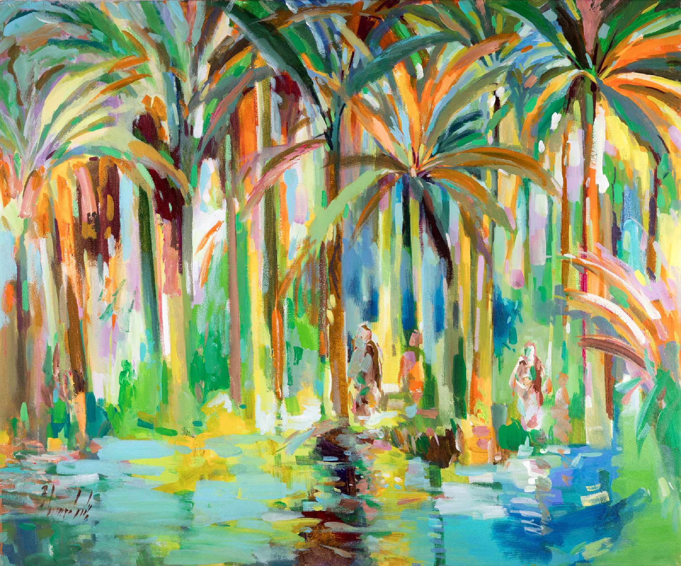Abbas Al Mosawi, geb. 1952, Palmenlandschaft , Öl/Lwd, sign., dat., ca. 100x120cm, Abbas Al Mosawi ist einer der bekanntesten zeitgenössischen ...