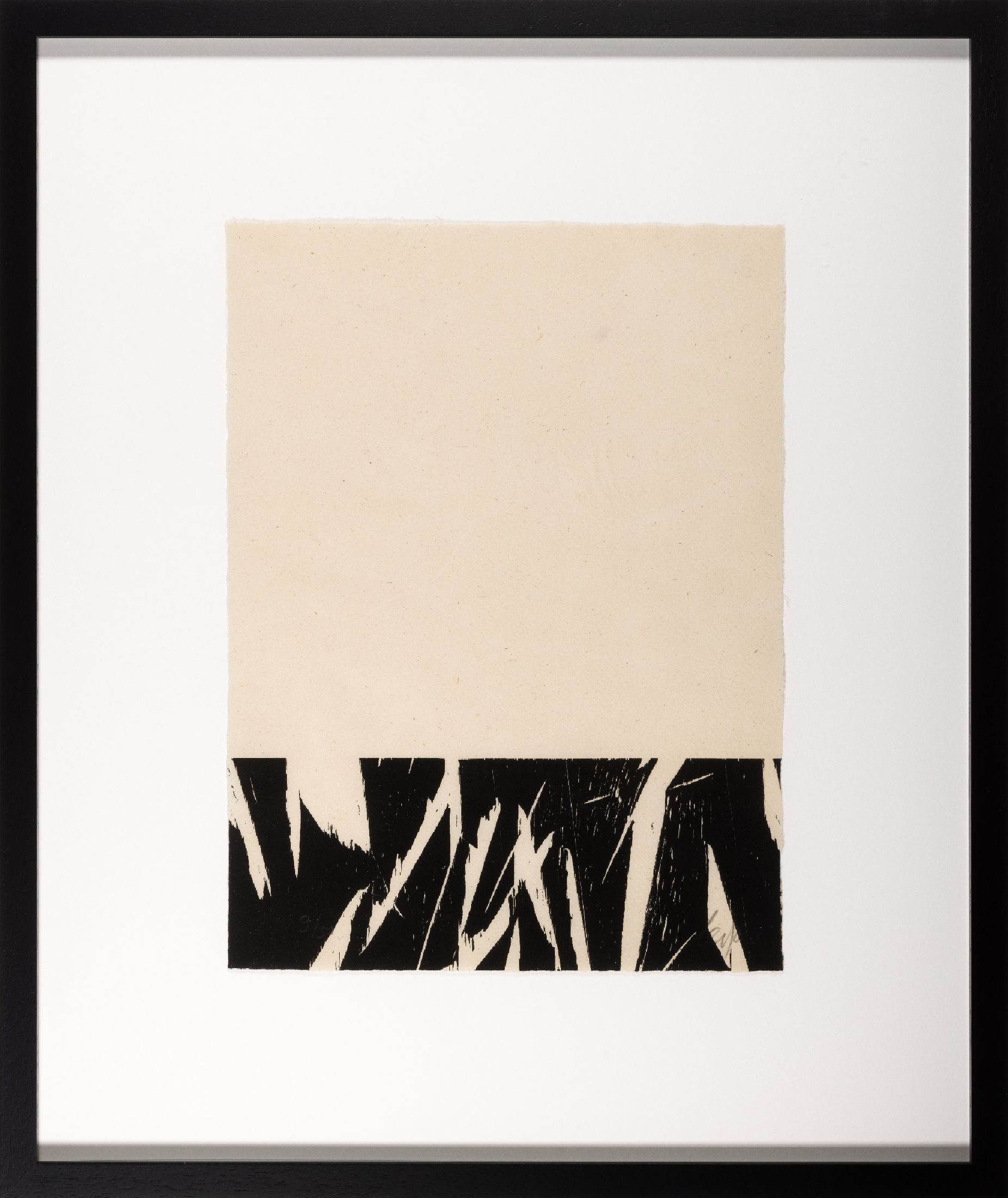 Günther Uecker, geb. 1930, Holzschnitt auf feinem Japan-Bütten, handsign., 9/50, mit Trockenstempel, unter Glas gerahmt, Motiv ca. 40x29 cm, gesamt ...