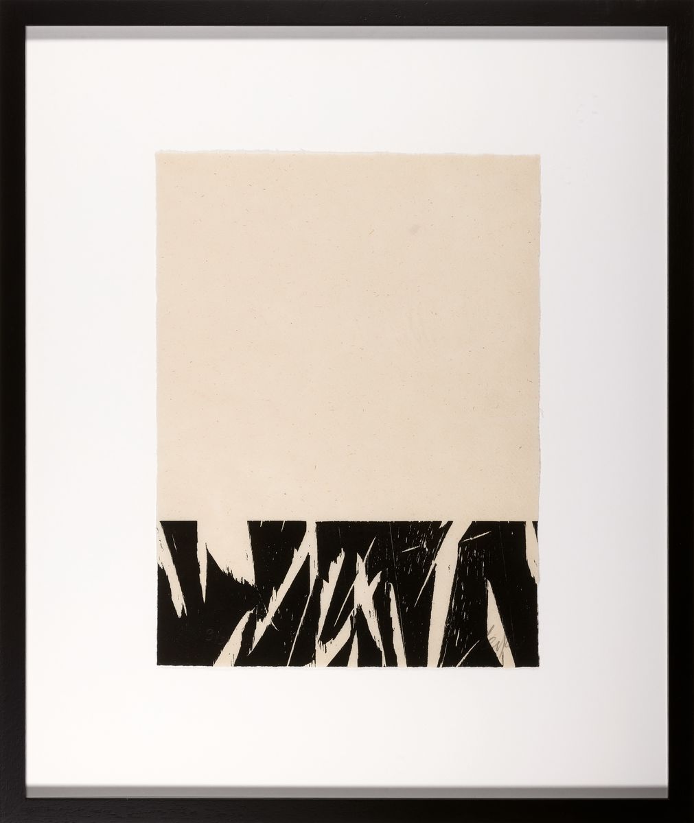 Detail k: Günther Uecker, geb. 1930, Holzschnitt auf feinem Japan-Bütten, handsign., 9/50, mit Trockenstempel, unter Glas gerahmt, Motiv ca. 40x29 cm, gesamt ...
