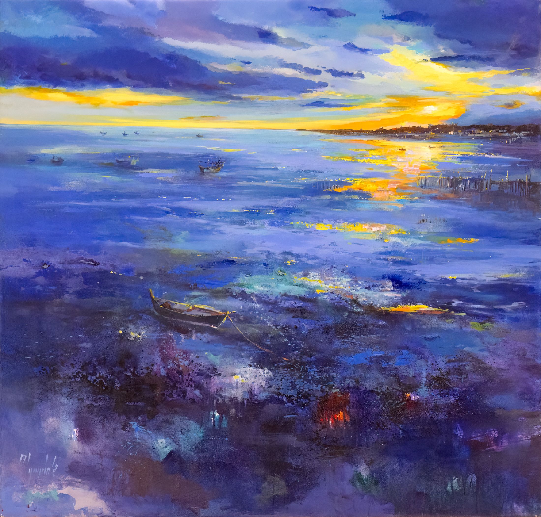 Abbas Al-Mosawi, geb. 1952, Bahrainm, Schüler von Ahmed Baqer, Acryl/Lwd, sign., dat., ca. 190X198 cm