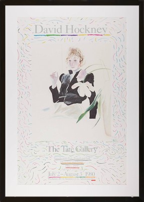 26662511k - David Hockney, born 1937, #"Celia in a Black Dress#", Tate, Gallery, London 1980, hand signed. with graphite pencil, offset lithograph on cardboard, framed under Plexiglas, sheet approx. 76x51 cm, frame 89x64cm
