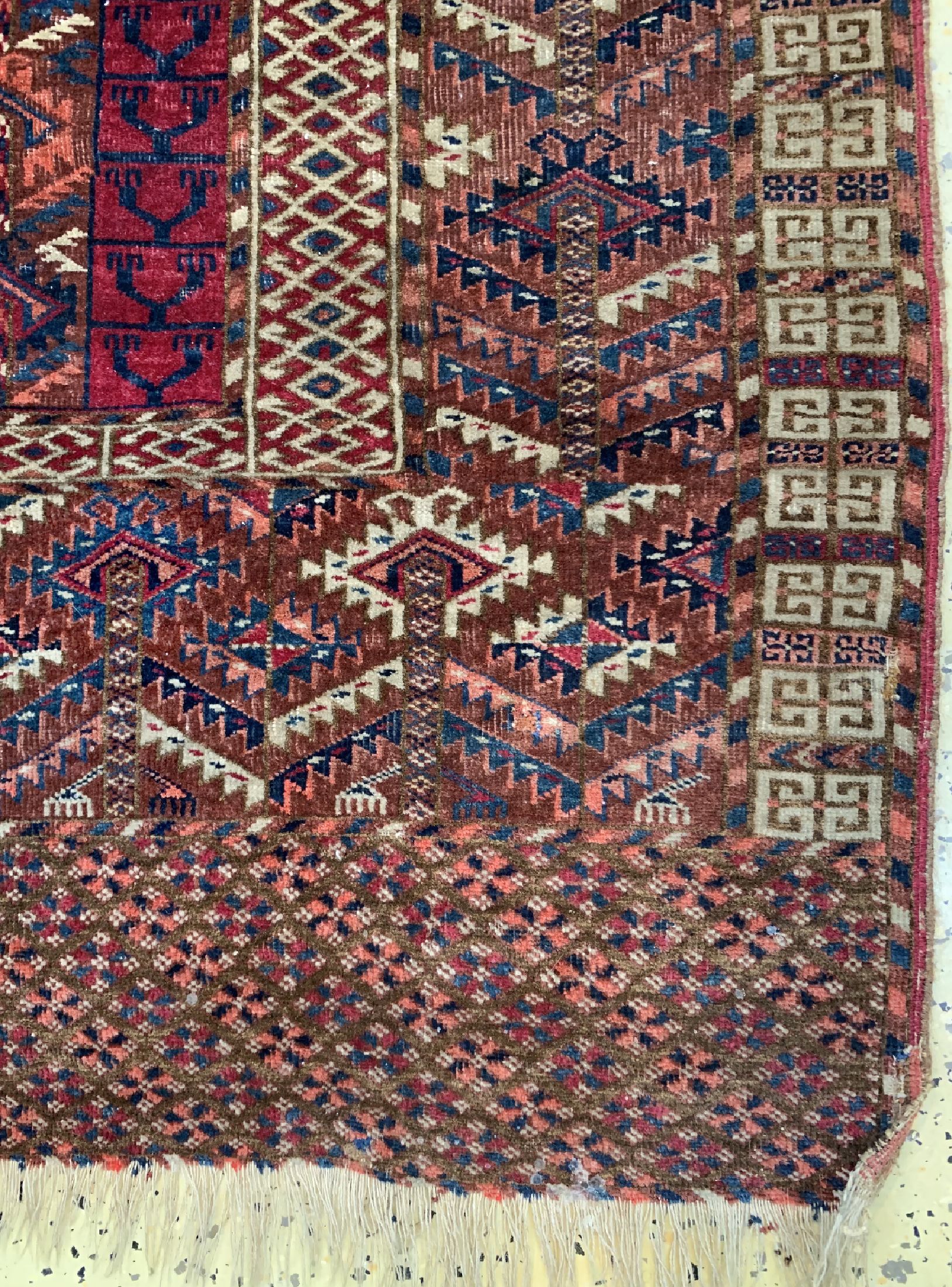 Detail a: Yumod Engsi antik, Turkmenistan, um 1900, Wolle auf Wolle, ca. 160 x 130 cm, EHZ: 3