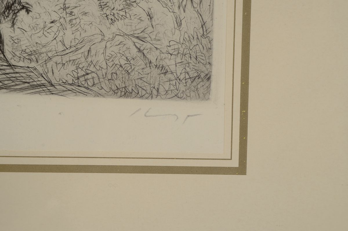Detail a: Max Slevogt, 1868 Landshut-1932 Leinsweiler,Radierung , "Die Versuchung" aus der Mappe "Eine Passion" (1923), handsigniert, ...