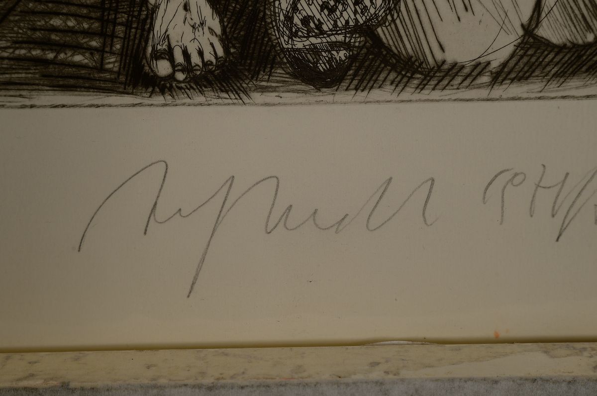 Detail a: Alfred Hrdlicka, 1929-2009 Wien, Radierung auf Bütten, "Freizeitgestaltung für Schwererziehbare", E.A., signiert und datiert 1971/72, ...