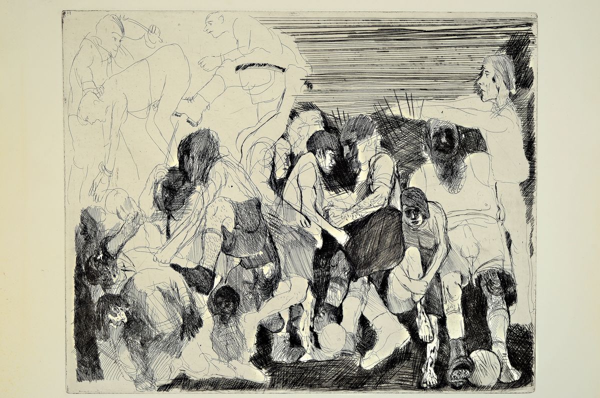 Detail k: Alfred Hrdlicka, 1929-2009 Wien, Radierung auf Bütten, "Freizeitgestaltung für Schwererziehbare", E.A., signiert und datiert 1971/72, ...