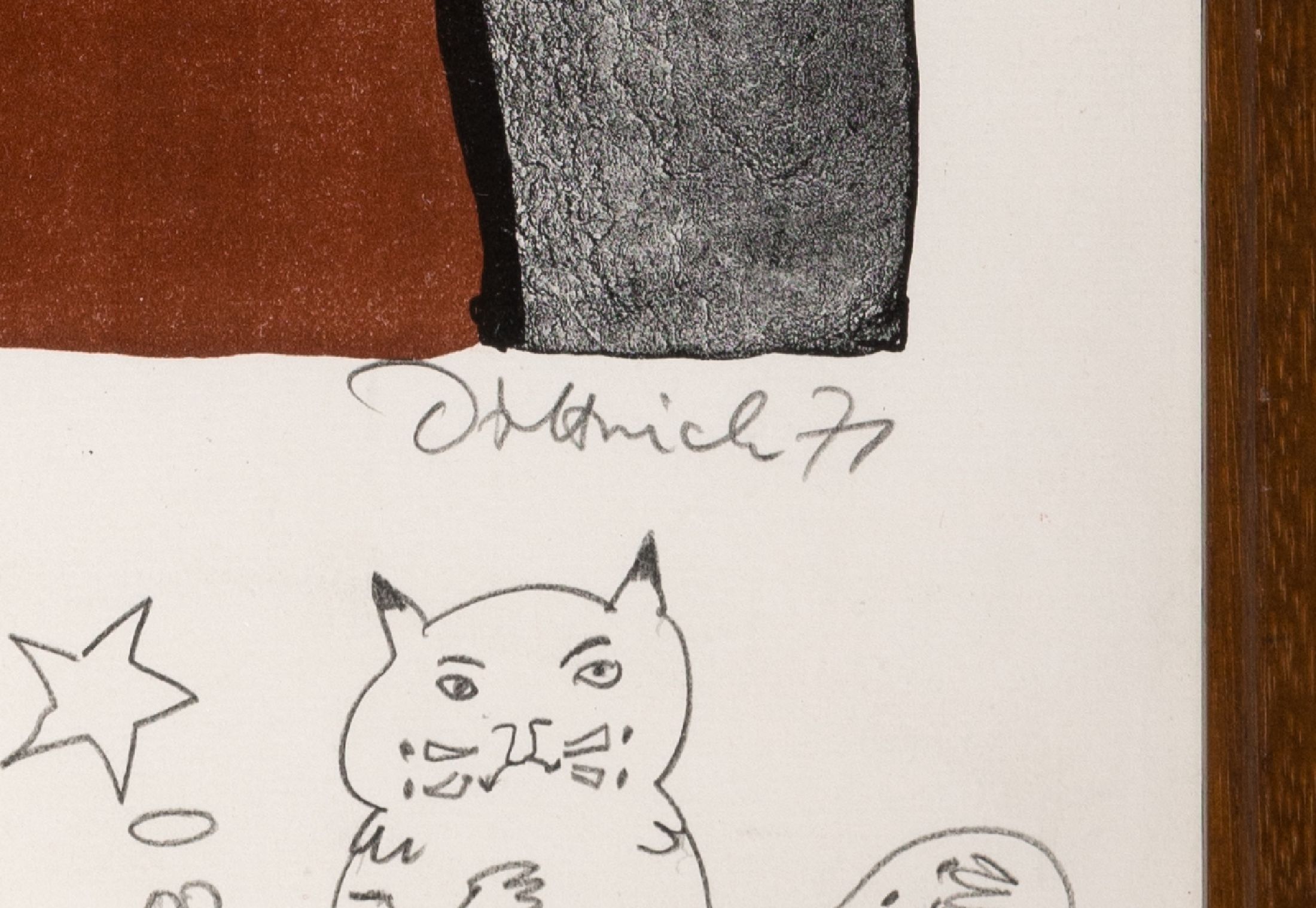 Detail c: Simon Dietrich, geb. 1940, 2 Lithographien, je mit persönlicher Widmung und Handzeichnungen: "Miß Marble", E.A., signiert und datiert ...
