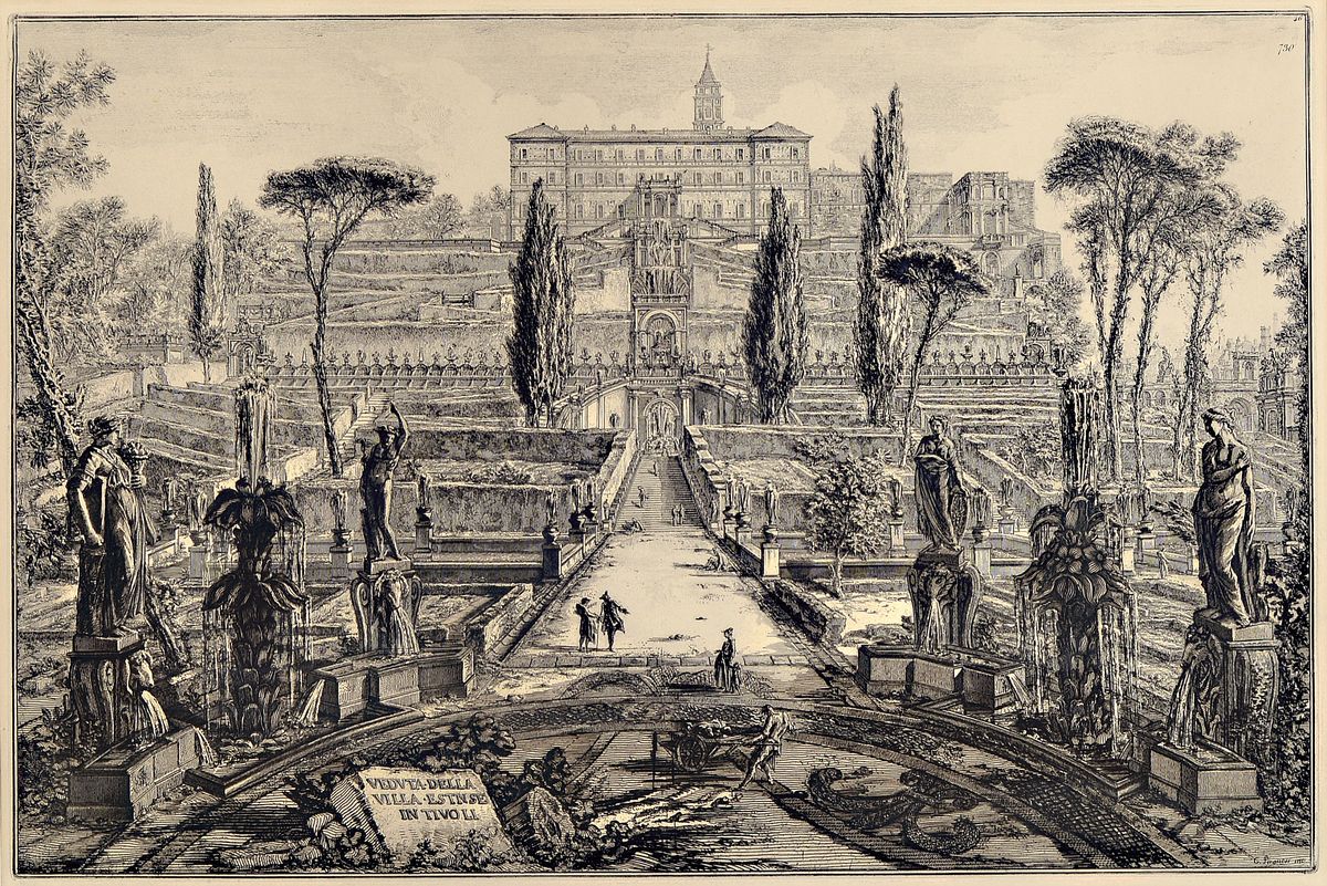 Giovanni Battista Piranesi, (1720-1778), 2 Radierungen aus der Folge "Vedute di Roma", 19.Jh., Villa Panfili fuori di Porta S. Pancrazio; ...