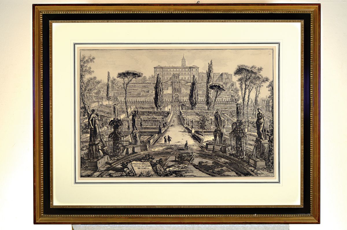 Detail k: Giovanni Battista Piranesi, (1720-1778), 2 Radierungen aus der Folge "Vedute di Roma", 19.Jh., Villa Panfili fuori di Porta S. Pancrazio; ...