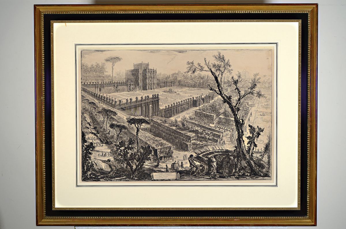 Detail l: Giovanni Battista Piranesi, (1720-1778), 2 Radierungen aus der Folge "Vedute di Roma", 19.Jh., Villa Panfili fuori di Porta S. Pancrazio; ...