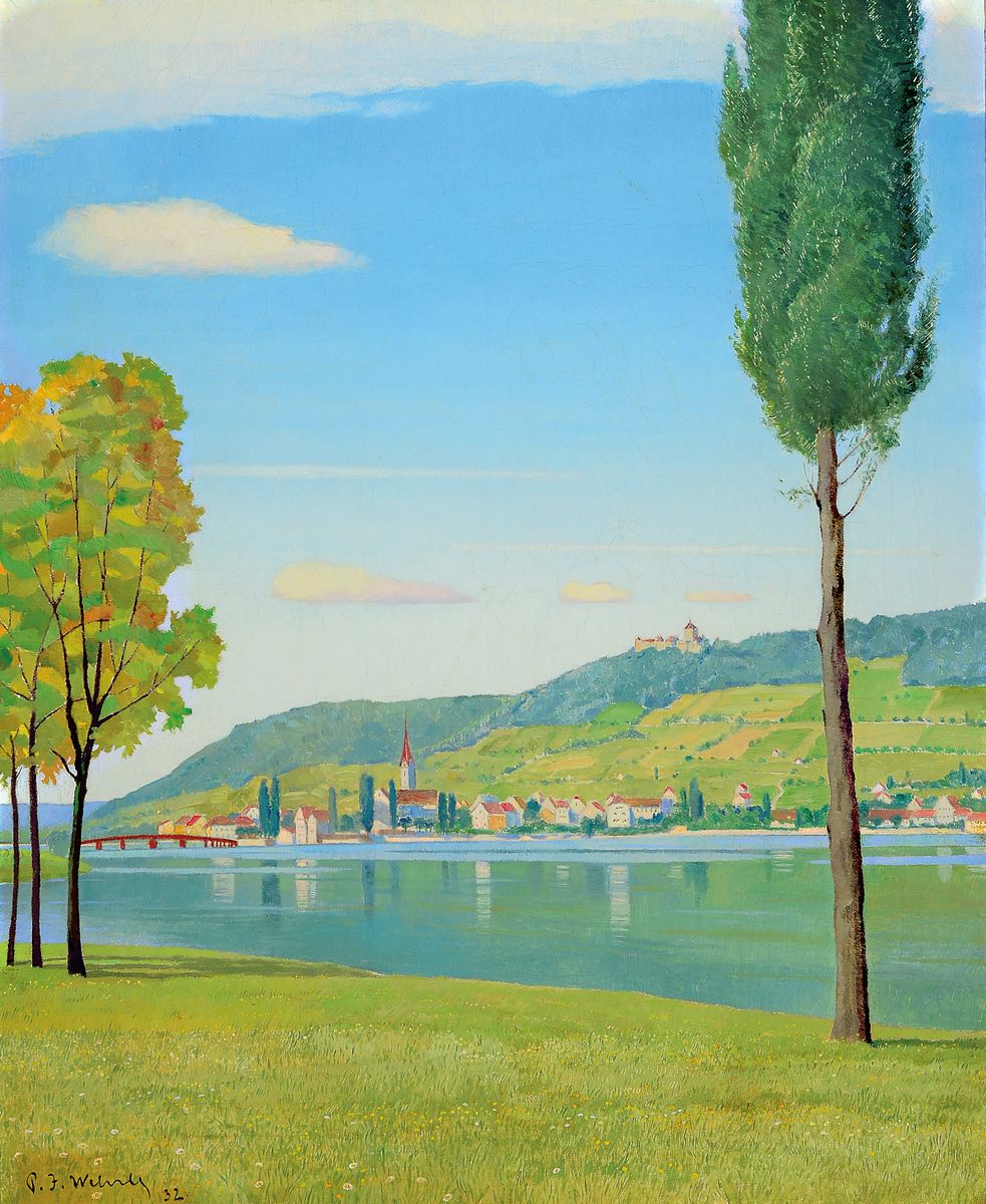 Paul Josef Wehrle, 1884-1966 Karlsruhe, Ansicht Stein am Rhein mit der Burg Hohenklingen, links unten signiert, Öl/Lwd, 81x66 cm, Rahmen 96x82 cm