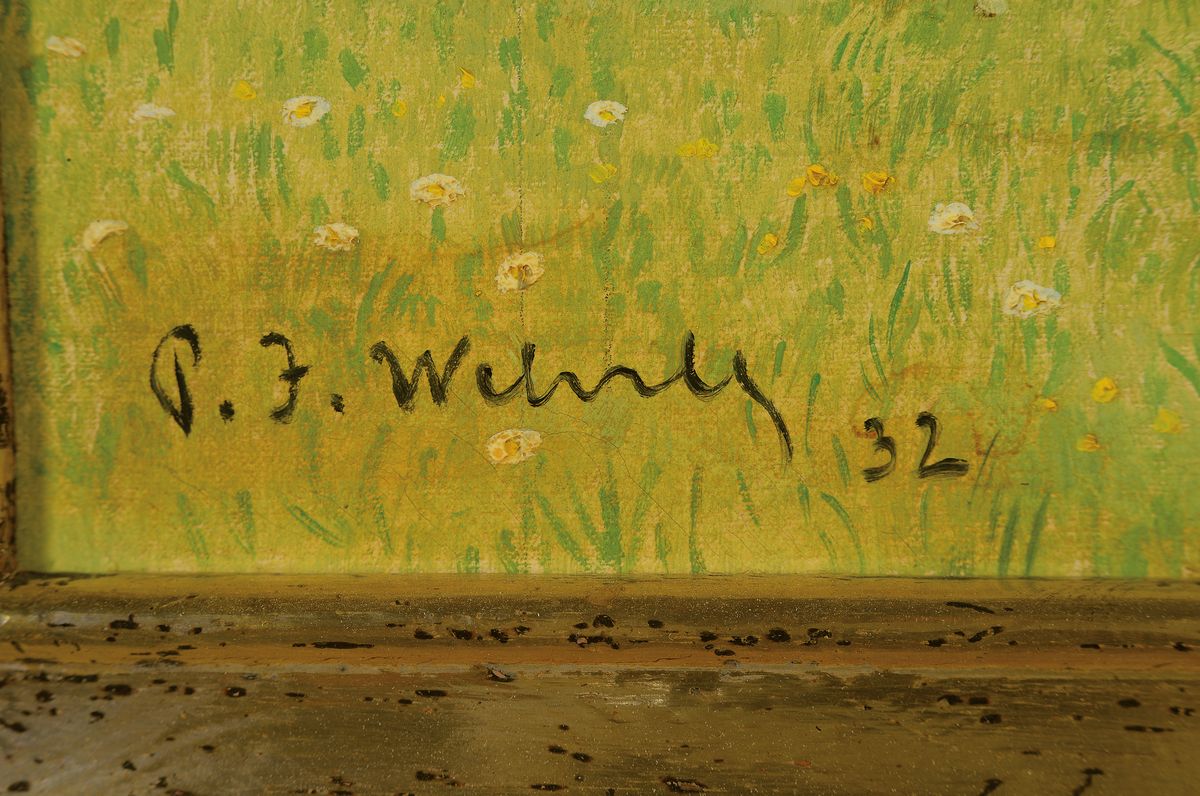 Detail a: Paul Josef Wehrle, 1884-1966 Karlsruhe, Ansicht Stein am Rhein mit der Burg Hohenklingen, links unten signiert, Öl/Lwd, 81x66 cm, Rahmen 96x82 cm