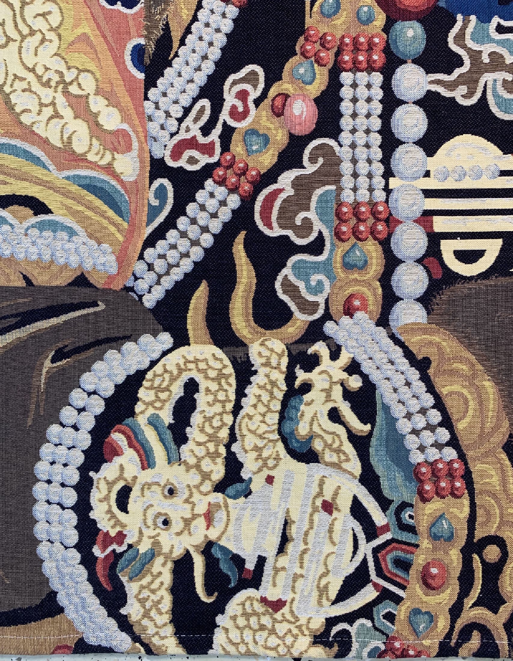 Detail c: Ahnenbild, maschinen gewebt, England, ca. 40 Jahre, Baumwolle, ca. 300 x 140 cm, EHZ: 1