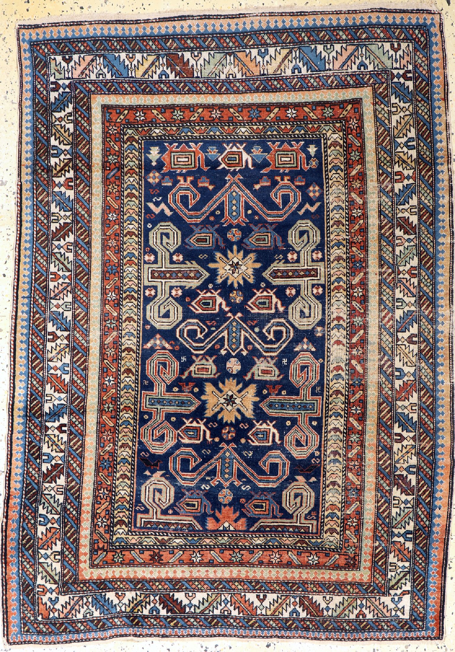 Antiker Kazak"Perpedil", Kaukasus, 19.Jhd, Wolle auf Wolle, ca. 166 x 120 cm, EHZ: 3