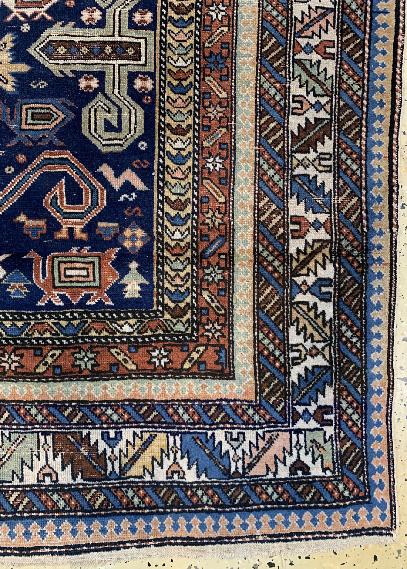 Detail a: Antiker Kazak"Perpedil", Kaukasus, 19.Jhd, Wolle auf Wolle, ca. 166 x 120 cm, EHZ: 3