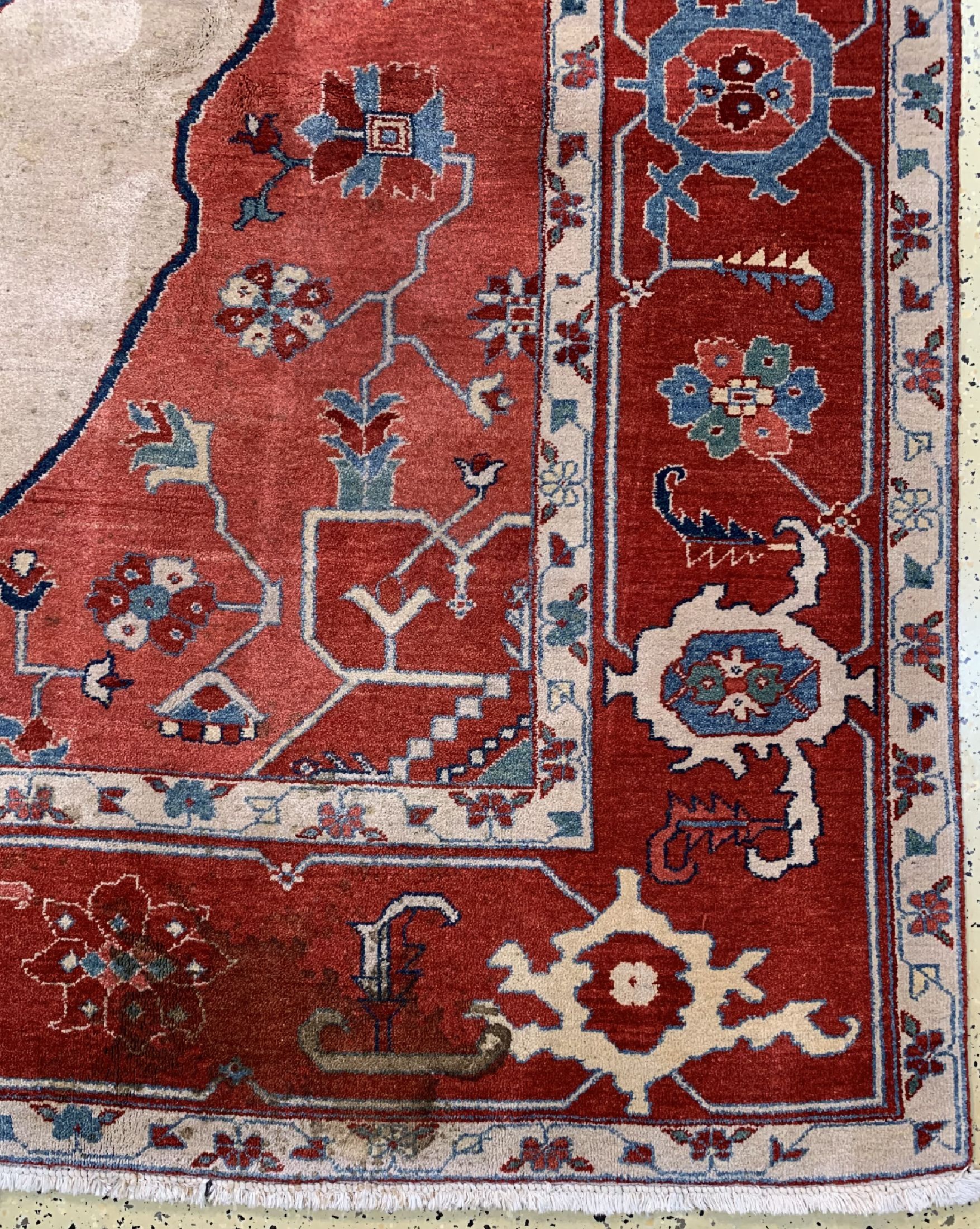Detail a: Azeri fein, Azerbaijan, ca. 50 Jahre, Wolleauf Baumwolle, ca. 380 x 275 cm, EHZ: 2, (stark verschmutzt)